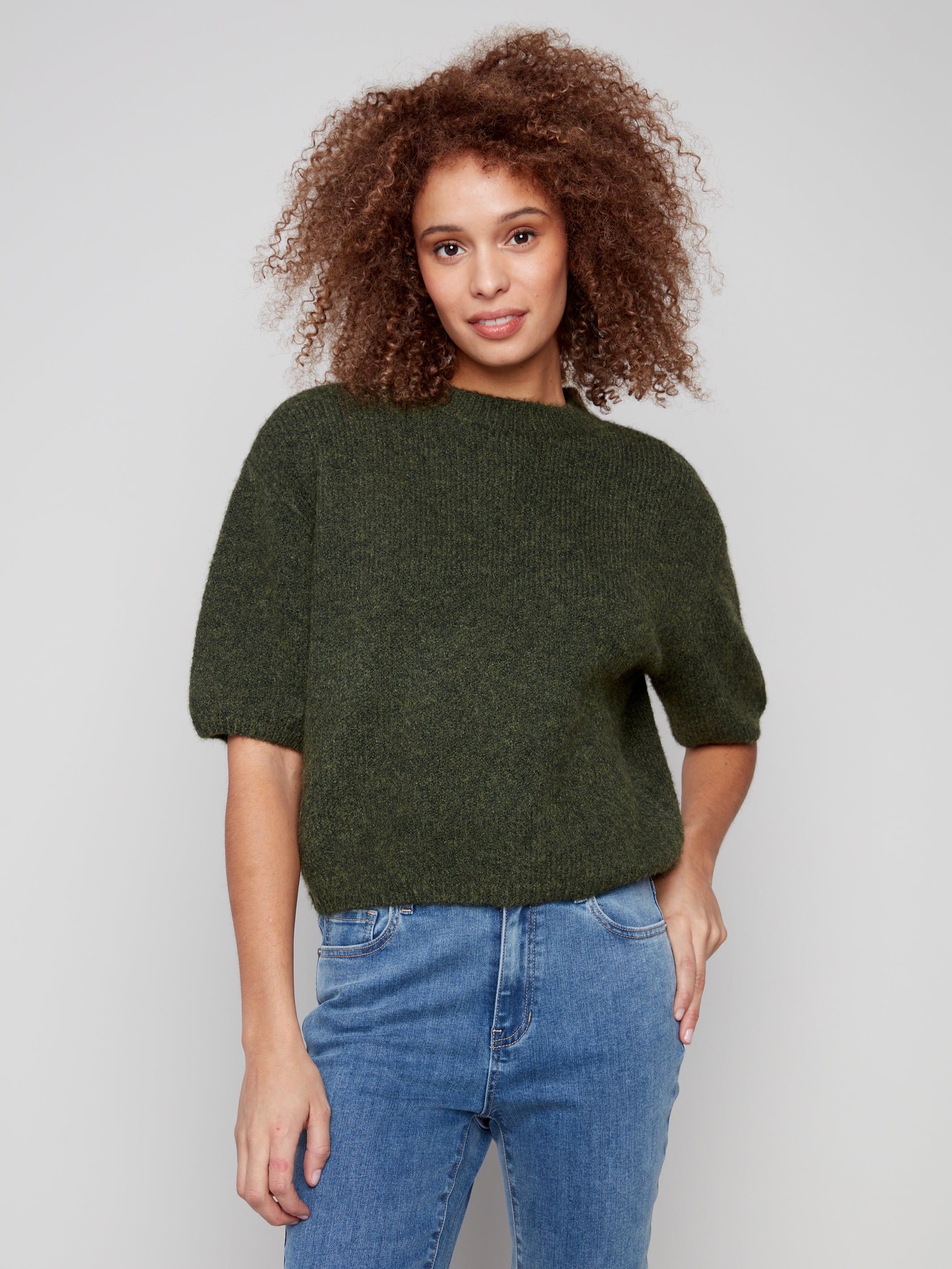 Charlie B Balloon Elbow Sleeve Knit Sweater