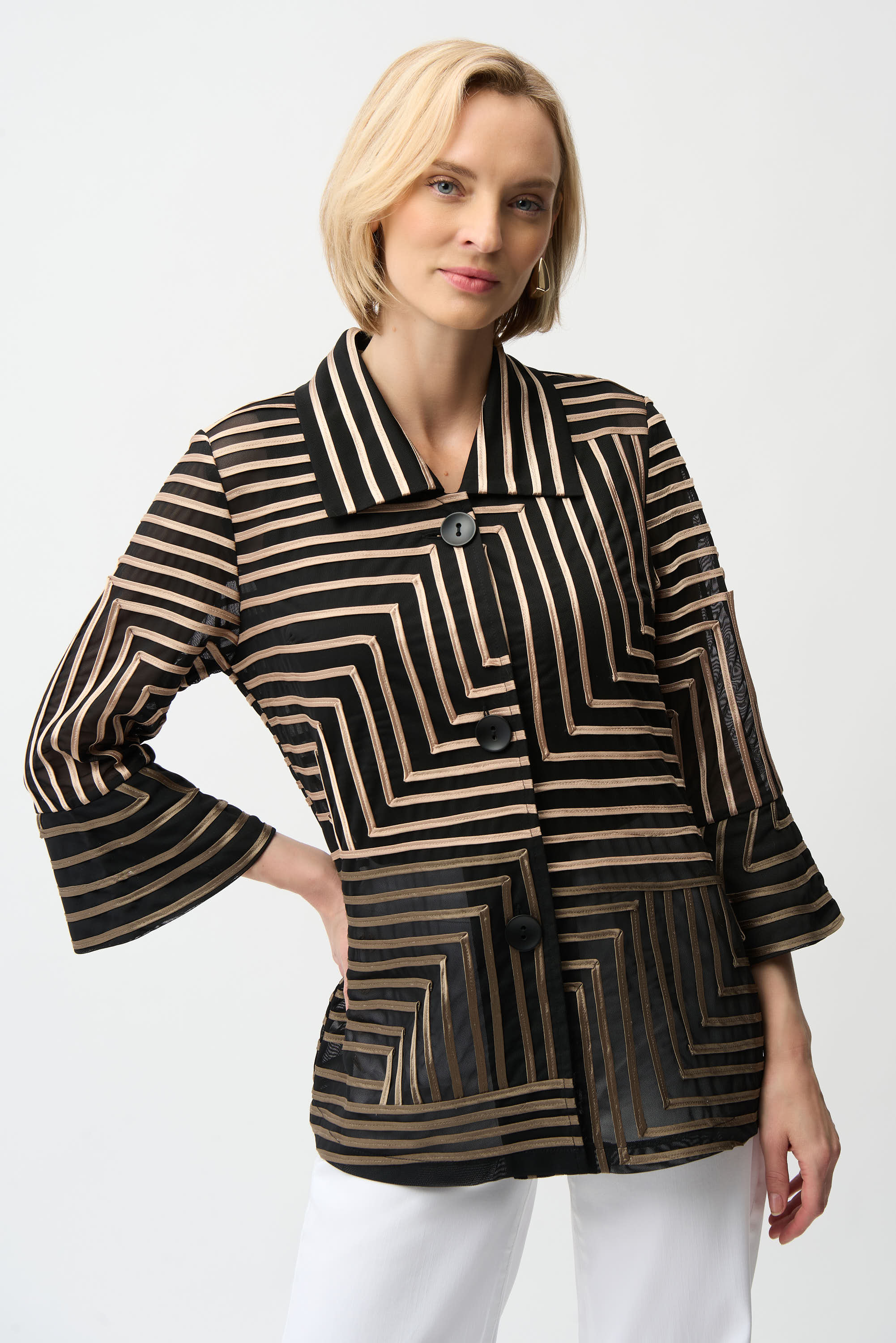 261980 Joseph Ribkoff Satin And Mesh Abstract Print Jacket With 261980 Joseph Ribkoff Satin And Mesh Abstract Print Jacket With