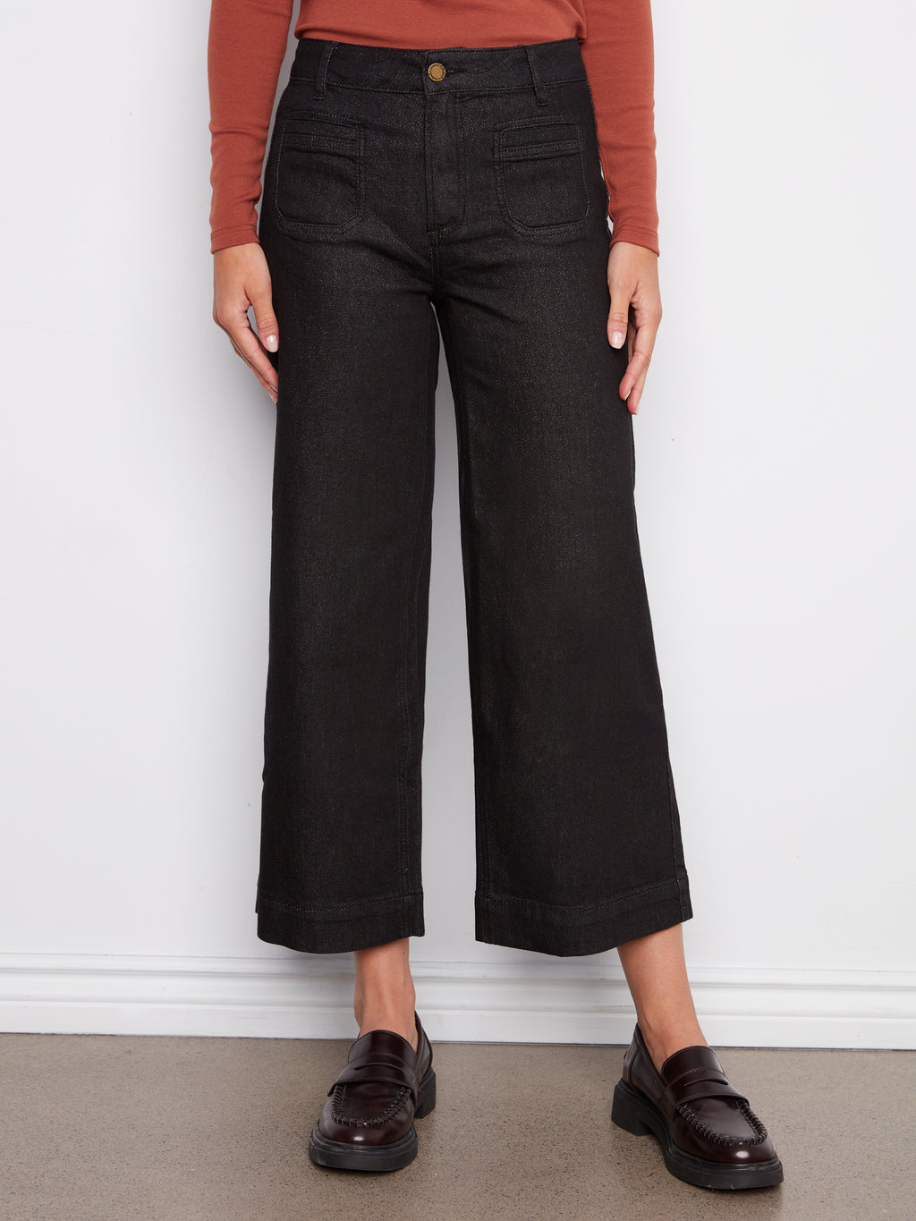 CharlieB Metallic Patch Pocket Flare Jeans