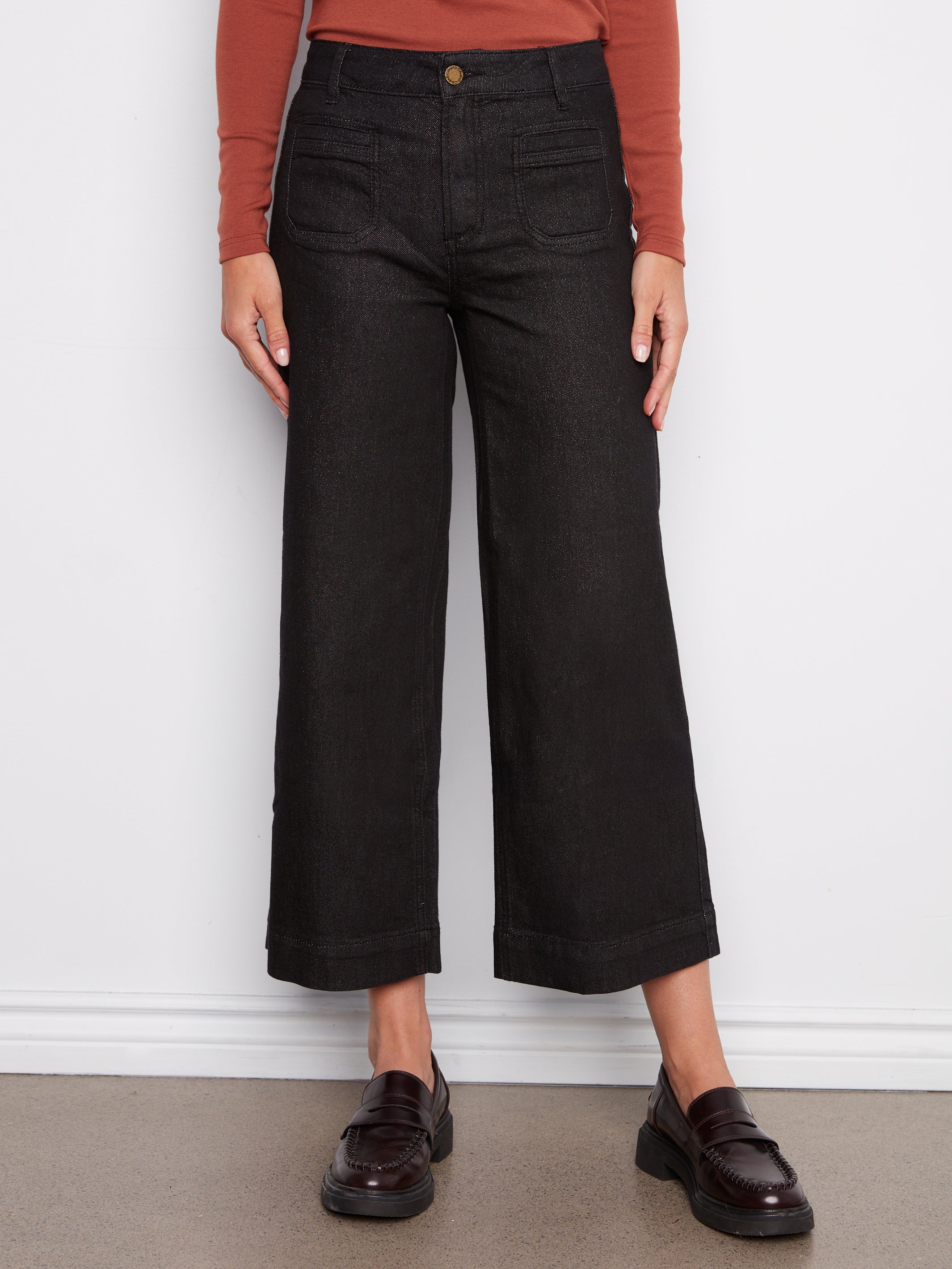 CharlieB Metallic Patch Pocket Flare Jeans