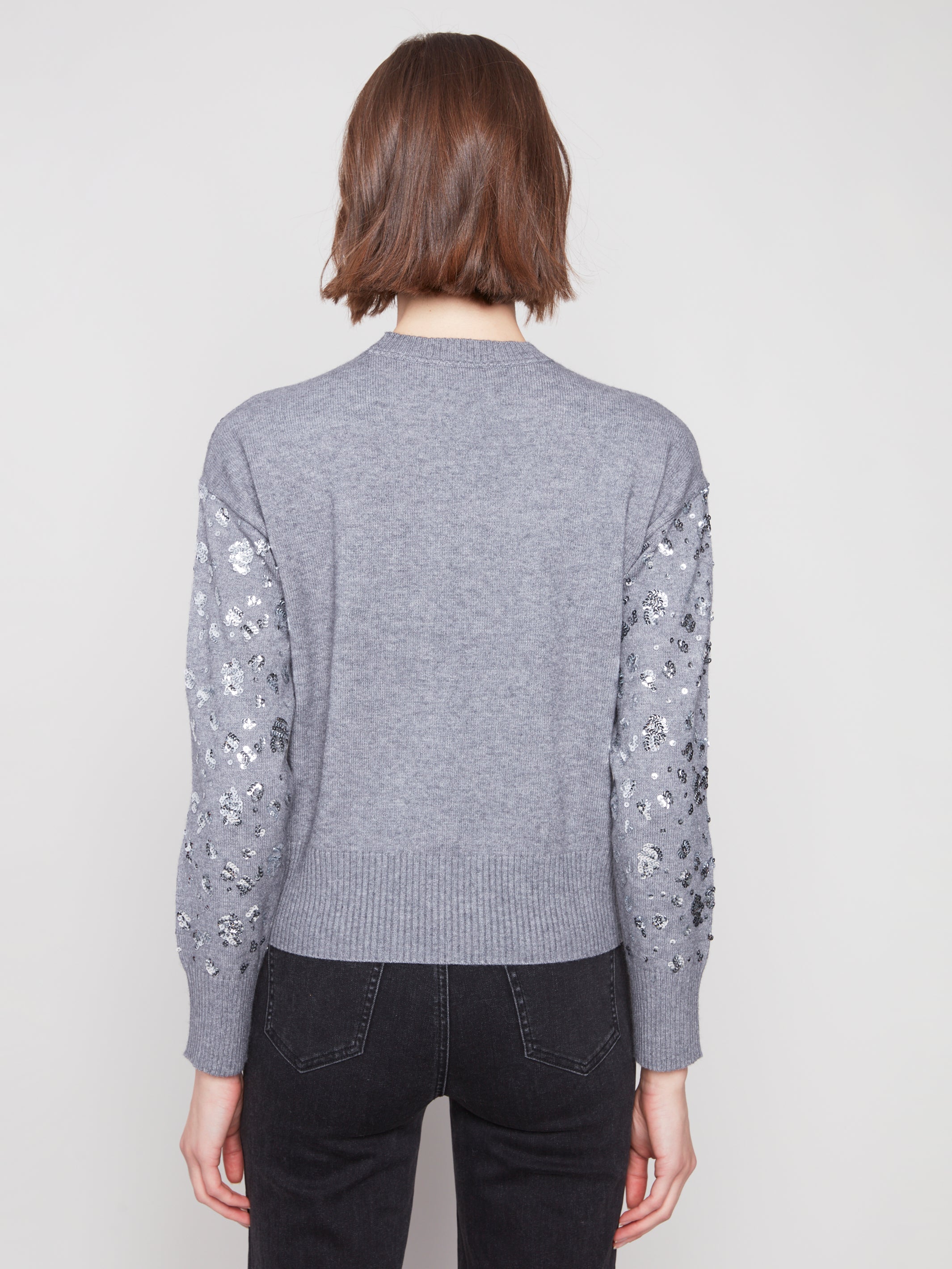 Sequined Crew Neck Sweater