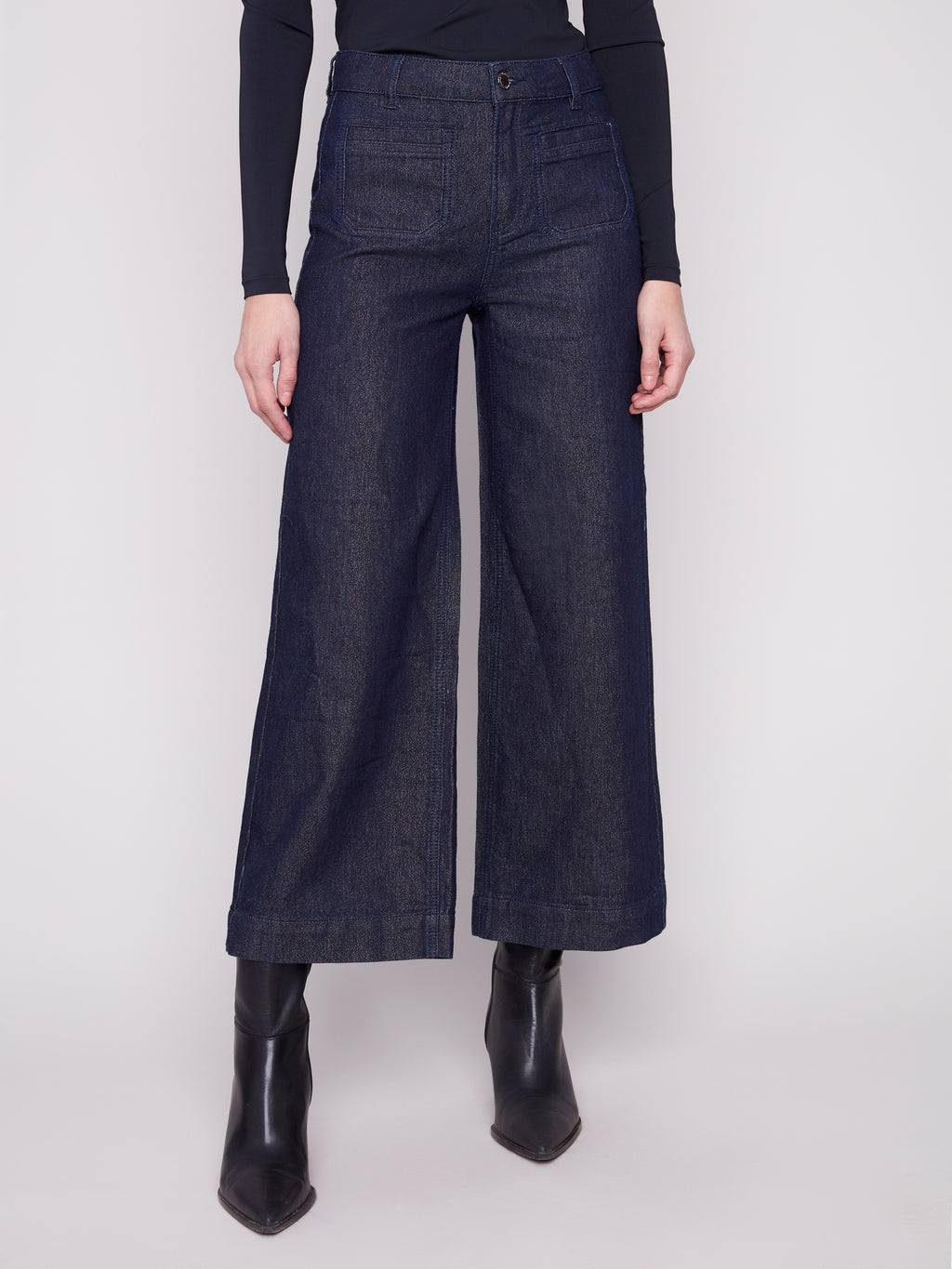 CharlieB Metallic Patch Pocket Flare Jeans