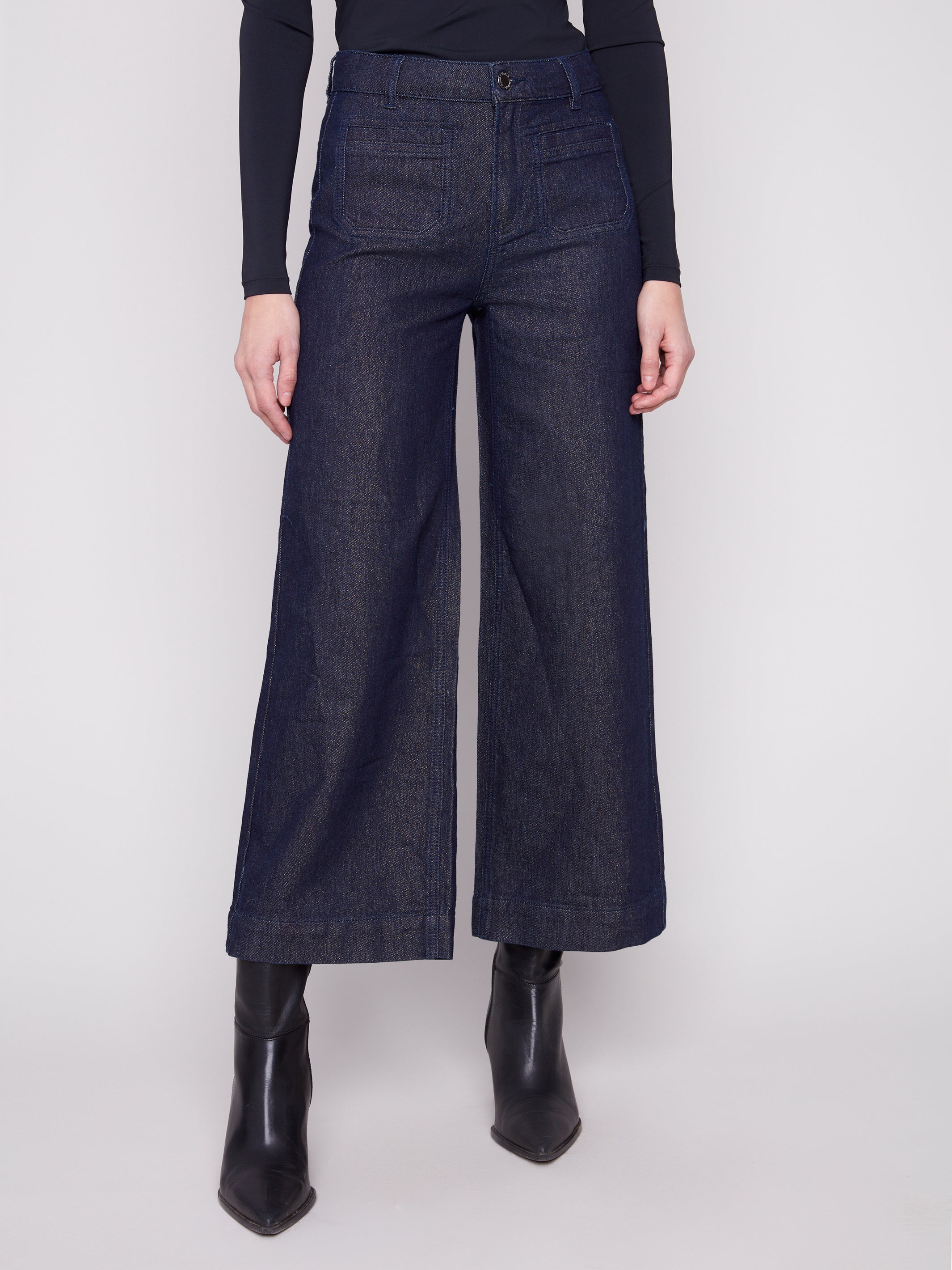 CharlieB Metallic Patch Pocket Flare Jeans