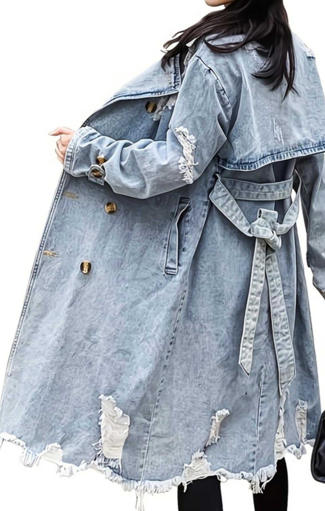 The GODDESS distressed denim trench