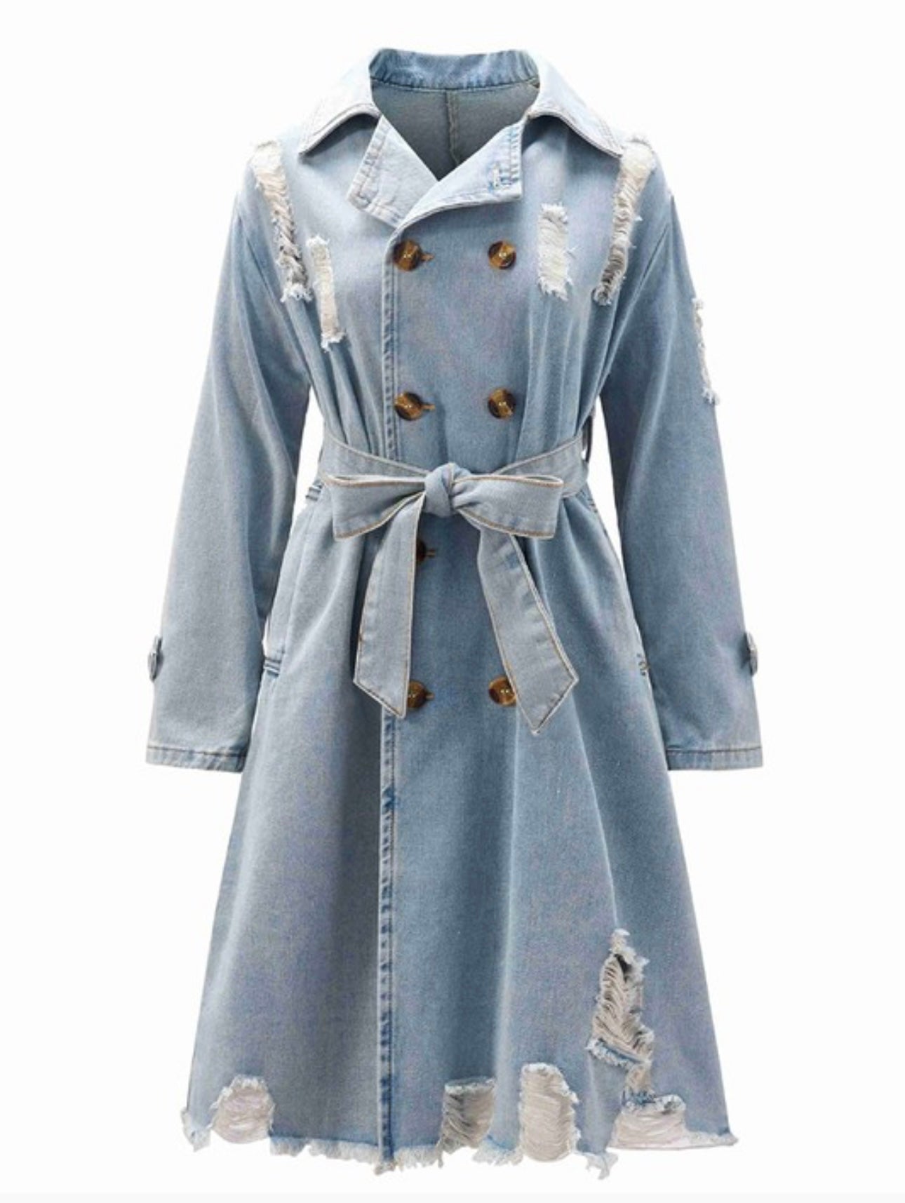 The GODDESS distressed denim trench