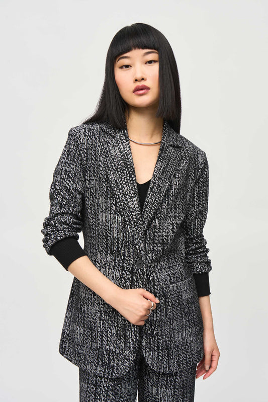 Tweed Knit Fitted Blazer 243053