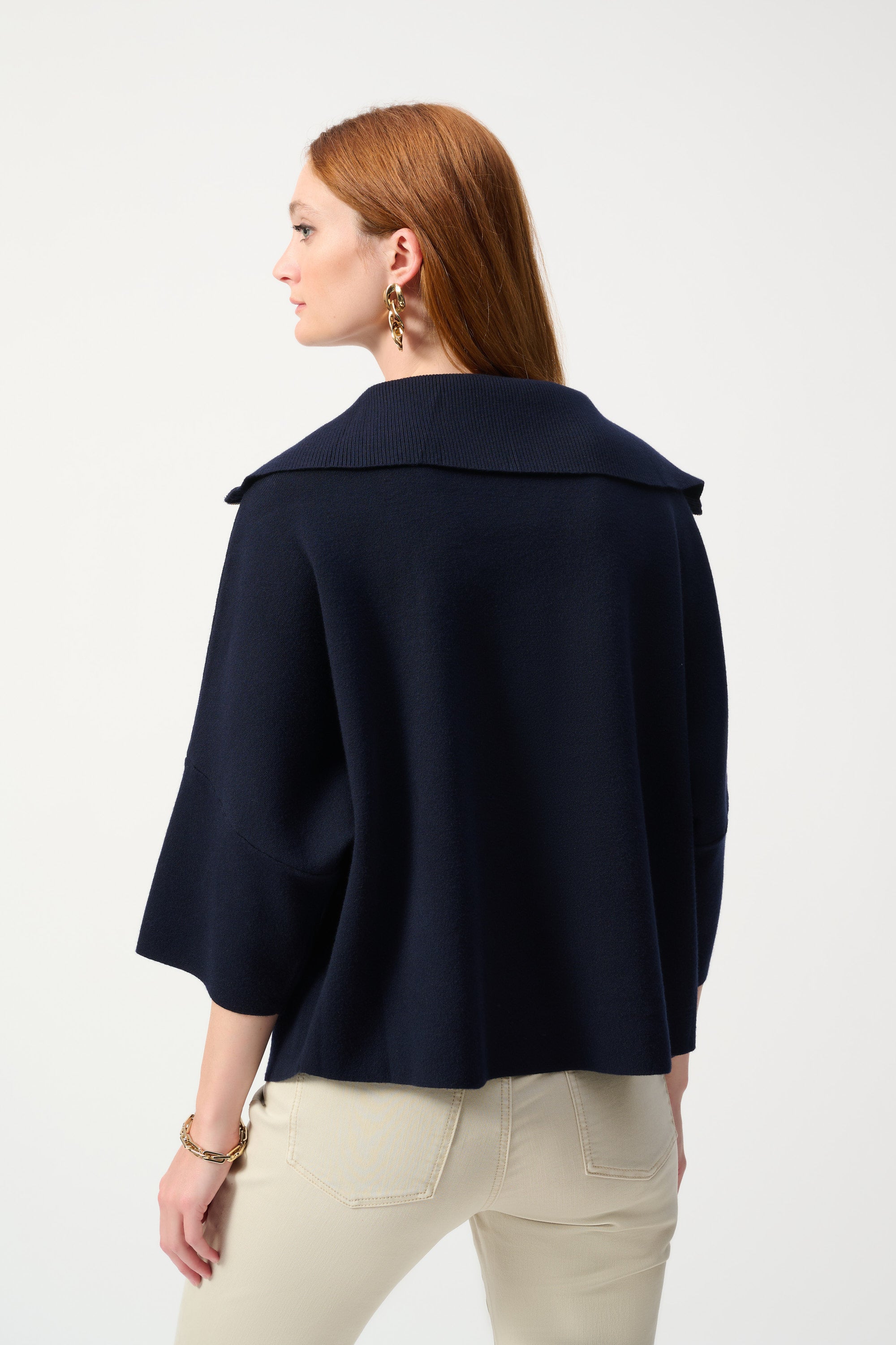 Joseph Ribkoff 243954 - Jacquard Zipped Collar Sweater