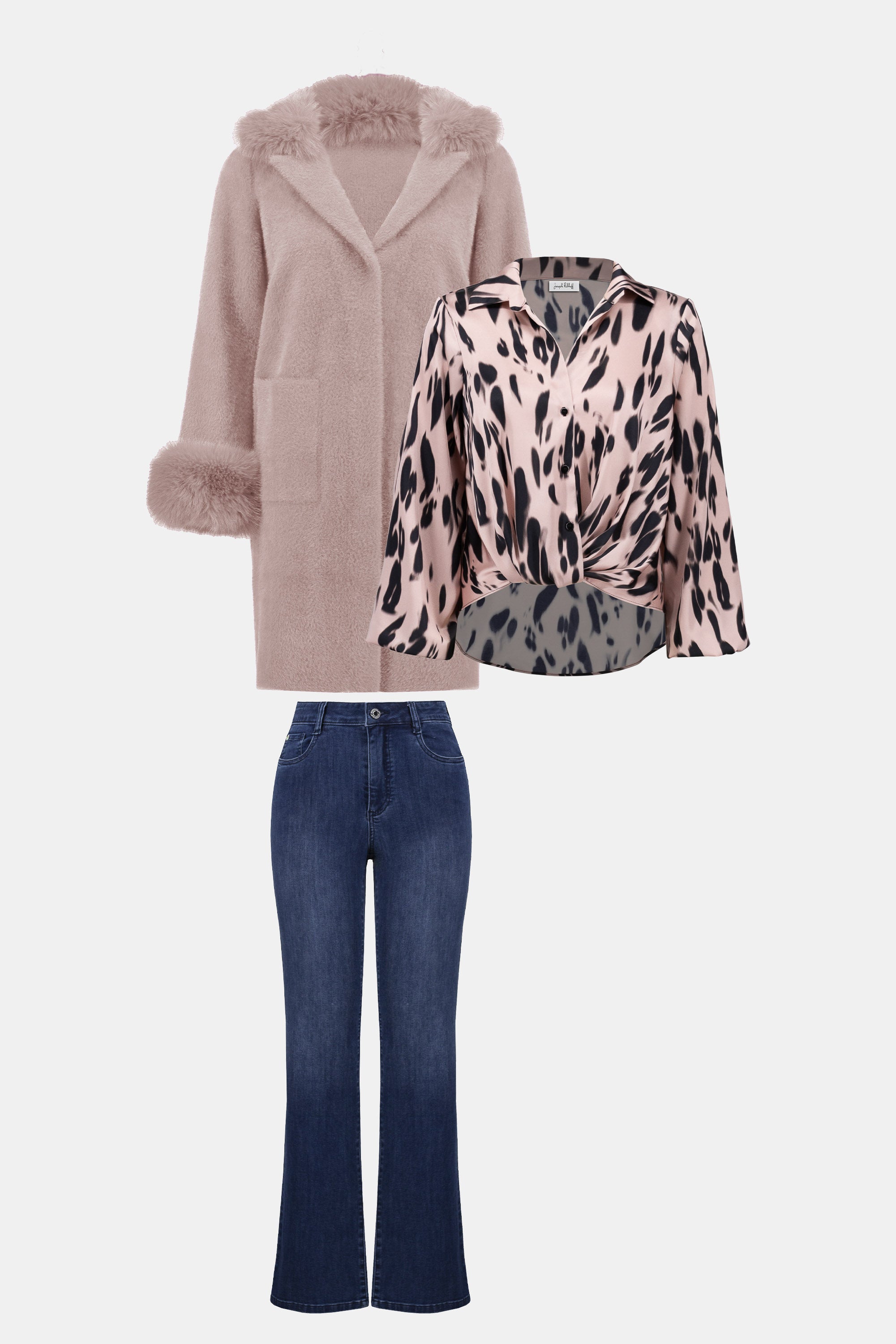 Joseph Ribkoff Recycled Satin Animal Print Draped Top 253059