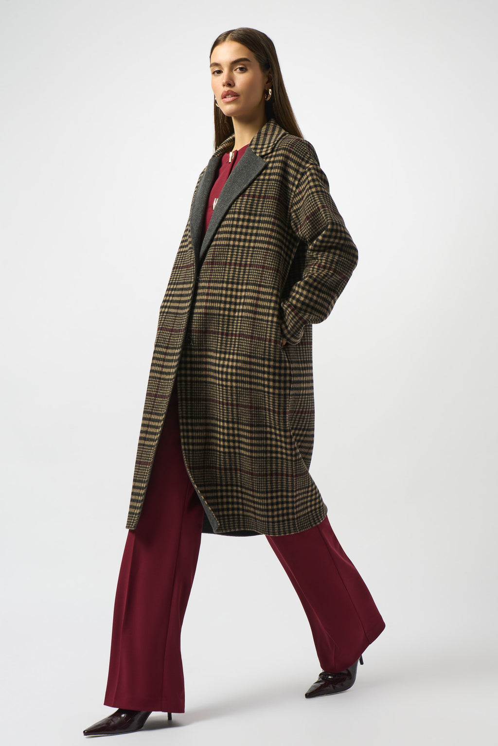 Joseph Ribkoff - 253946 Wool Blend Plaid Double-Faced Coat