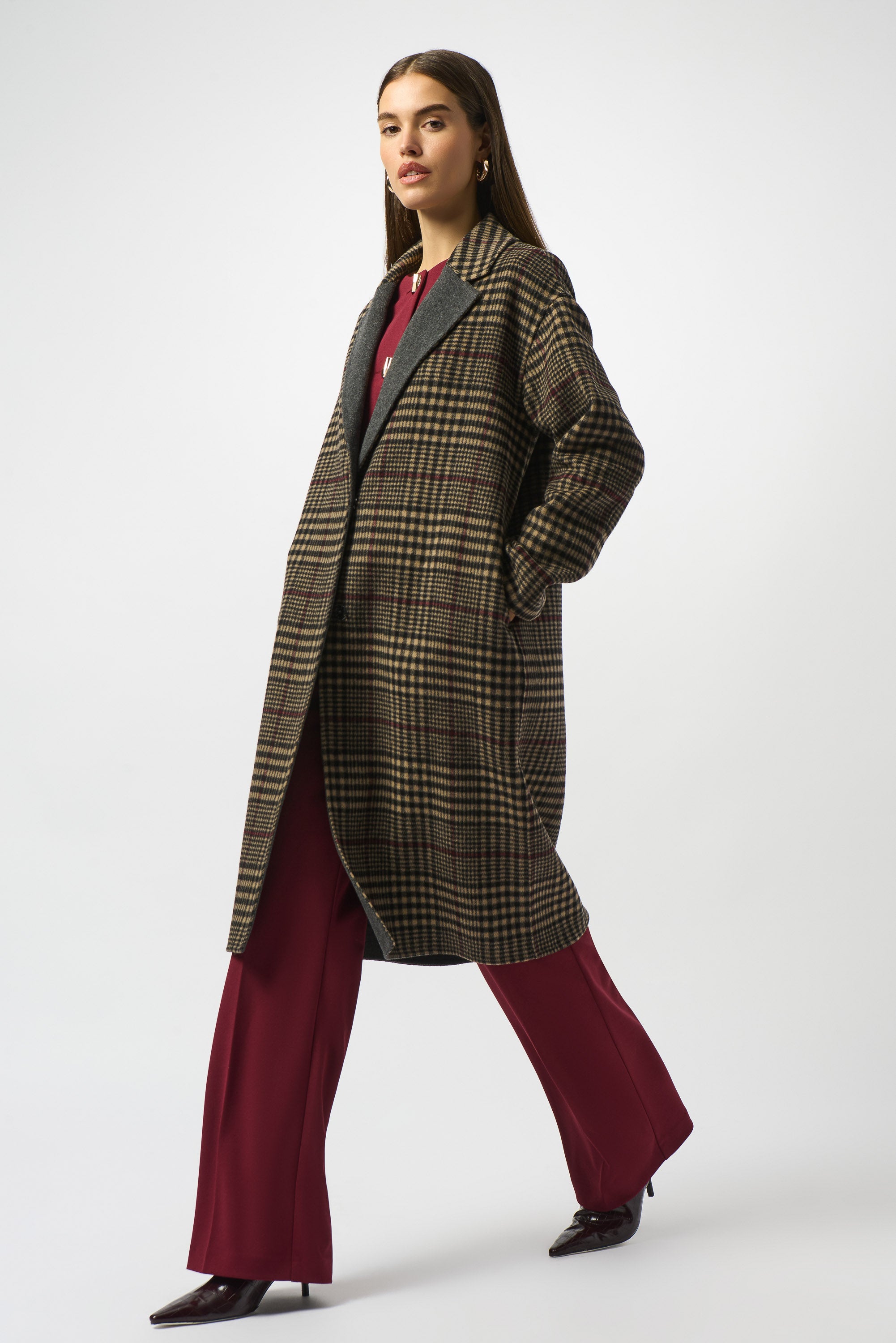 Joseph Ribkoff - 253946 Wool Blend Plaid Double-Faced Coat