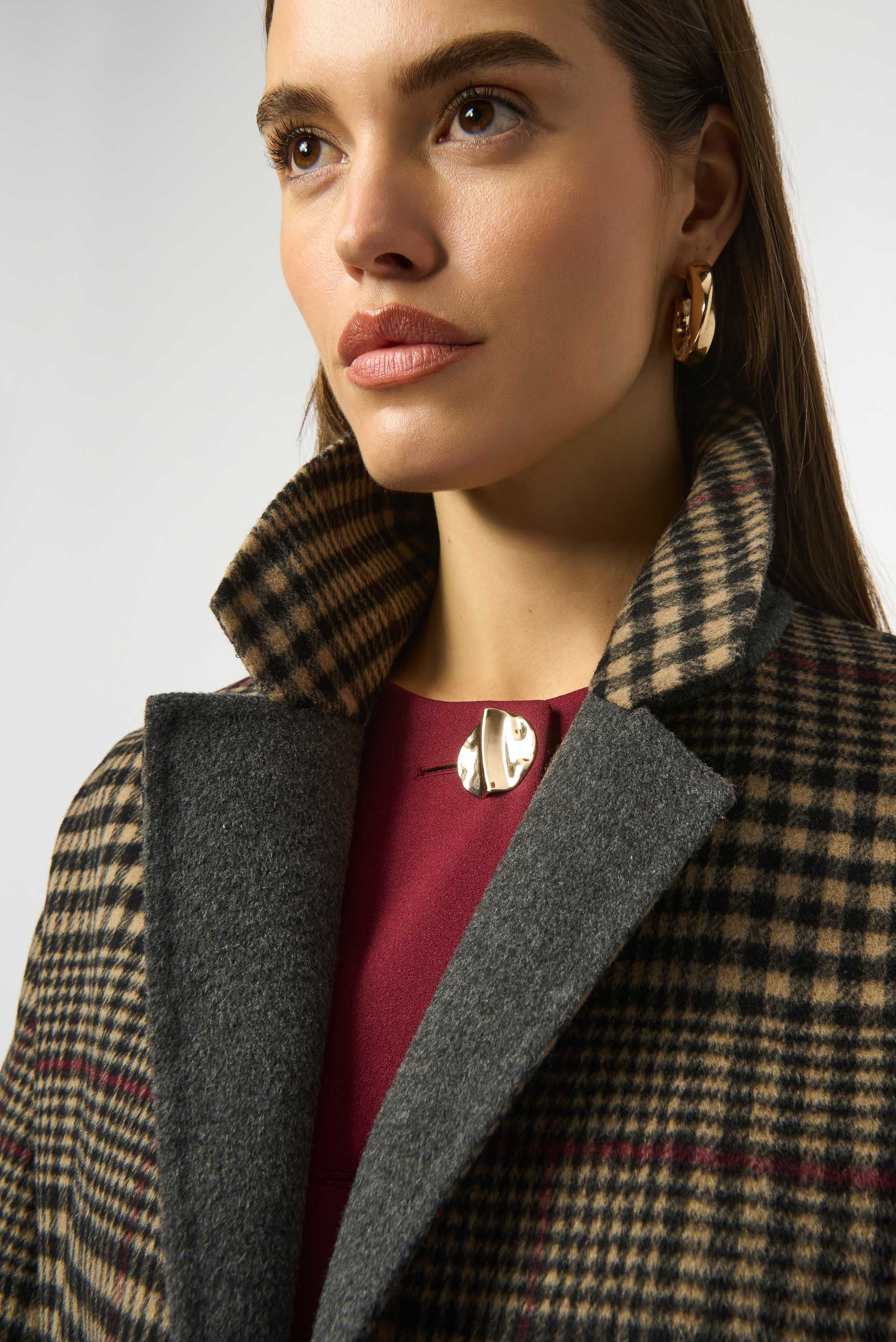 Joseph Ribkoff - 253946 Wool Blend Plaid Double-Faced Coat