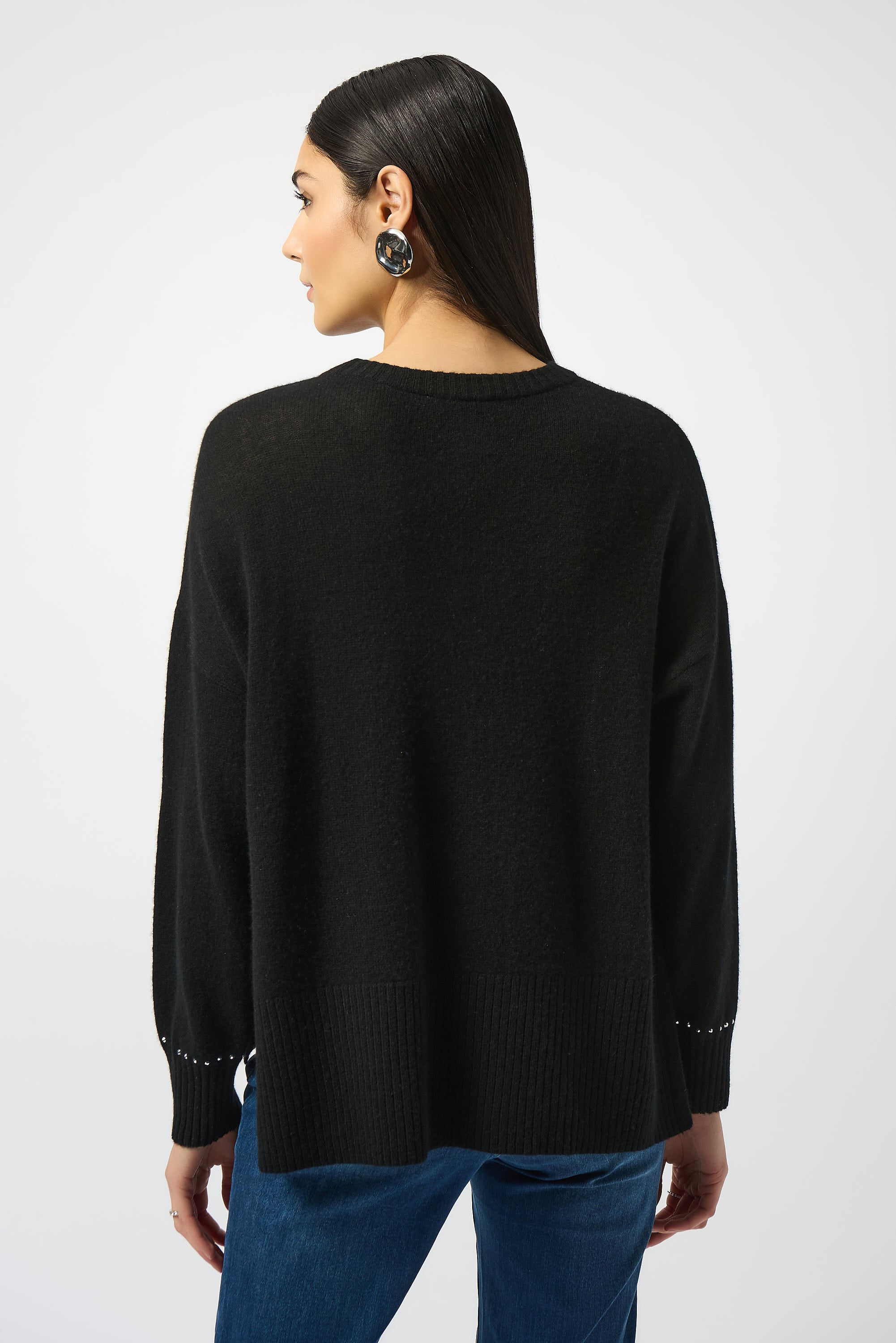 Joseph Ribkoff | Cashmere Crew Neck Top with Stud Detailing