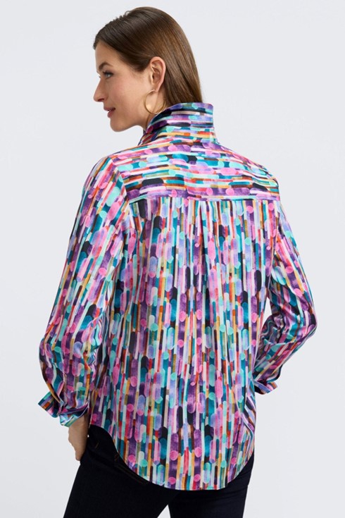 Long Sleeve Mixed Media Blouse