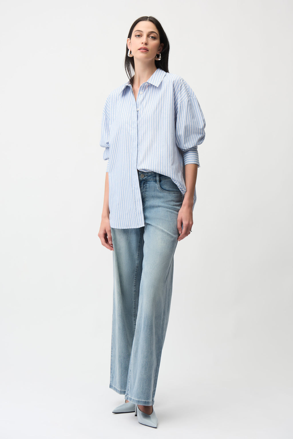 Joseph Ribkoff Tencel Stripe Print Boxy Blouse 261931