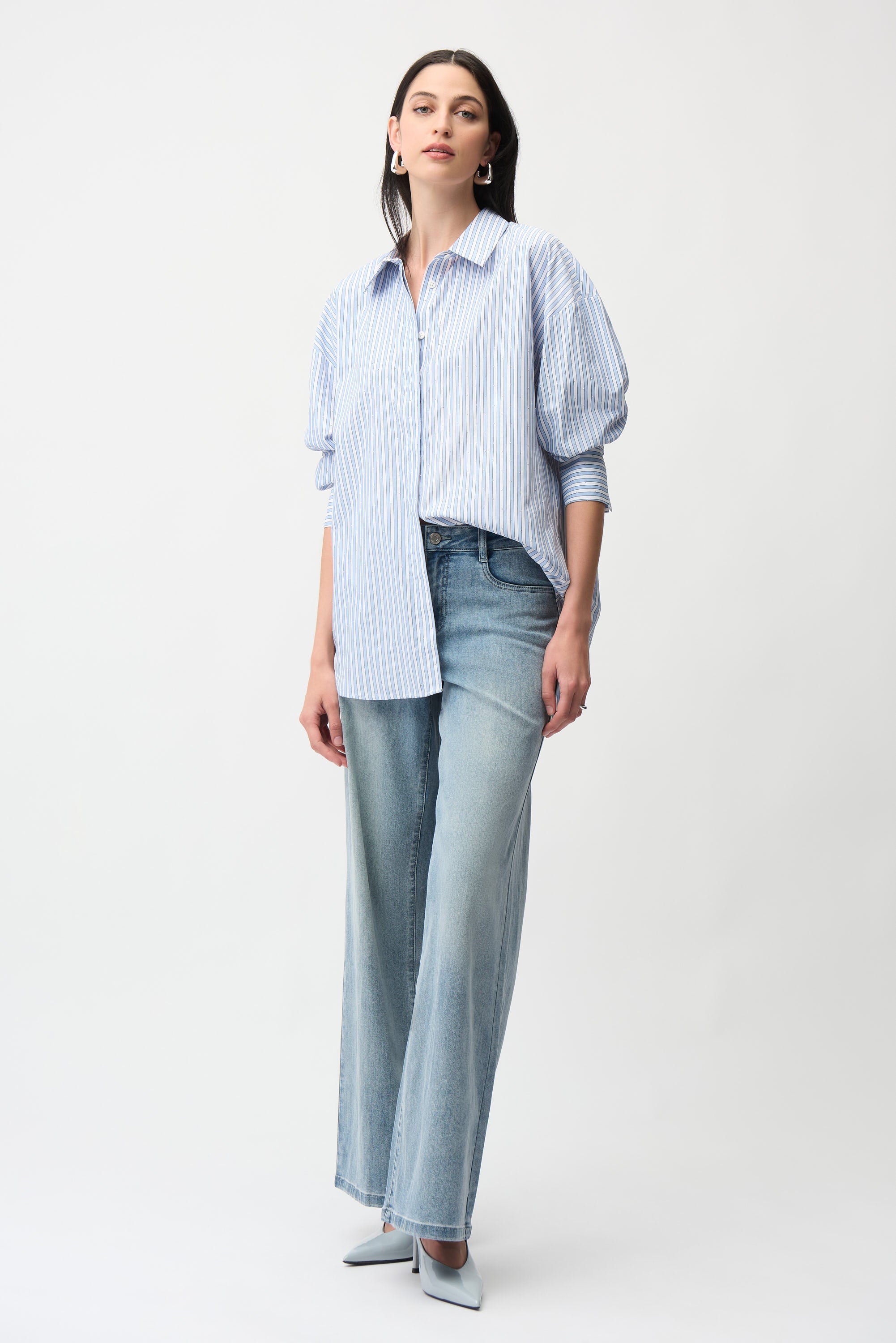 Joseph Ribkoff Tencel Stripe Print Boxy Blouse 261931