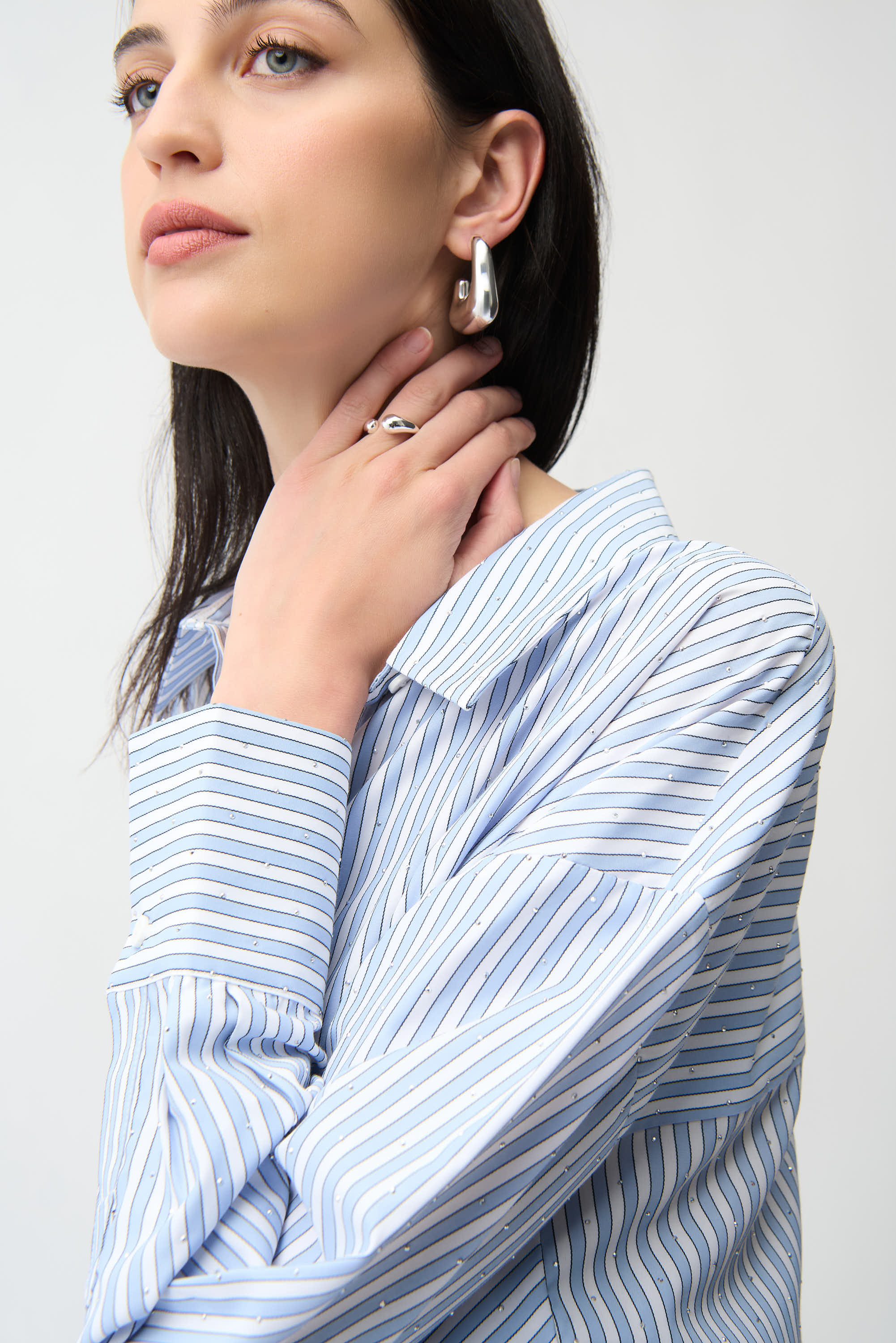 Joseph Ribkoff Tencel Stripe Print Boxy Blouse 261931