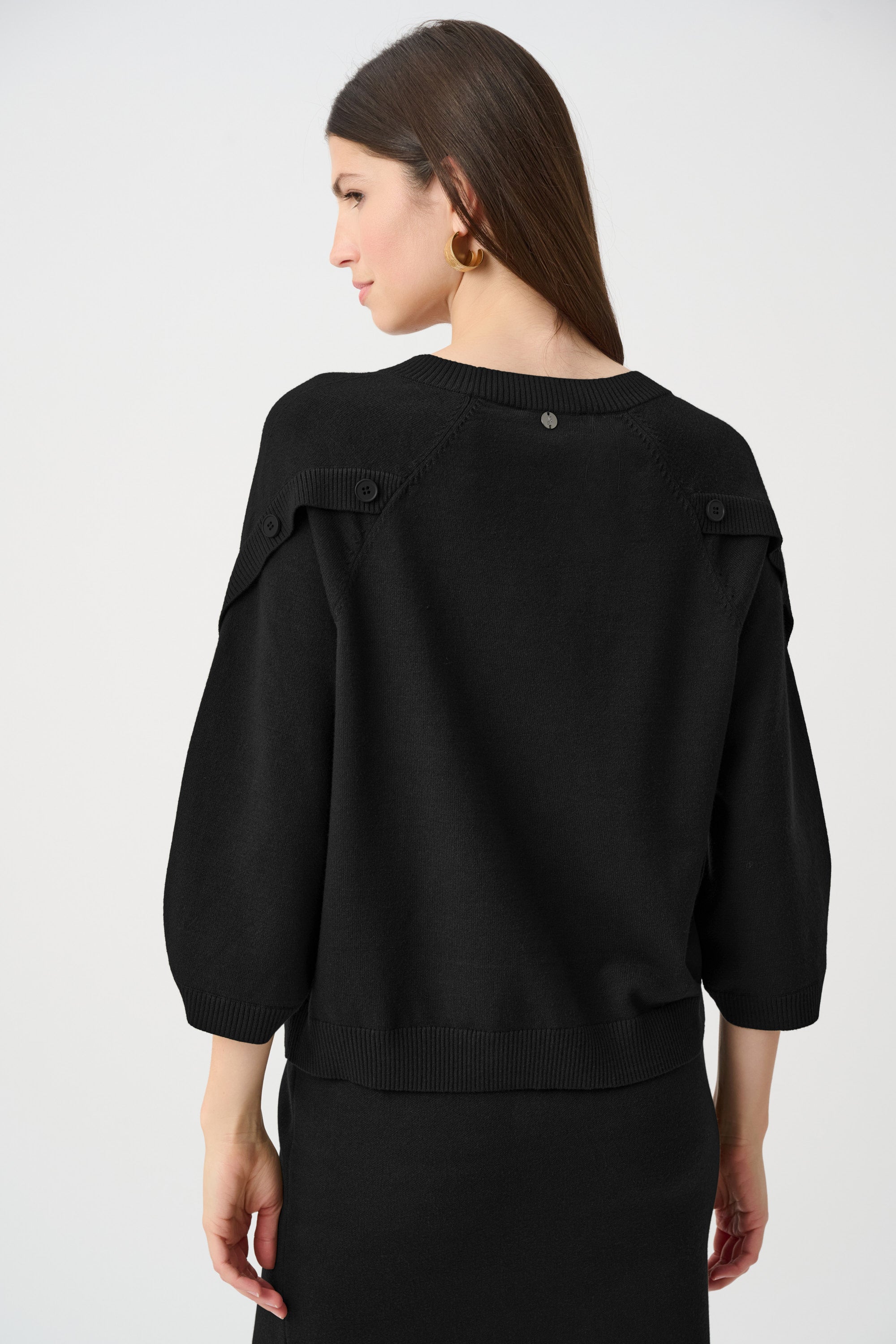 Brushed Viscose And Nylon Knit Tulip Sleeve Sweater 263935
