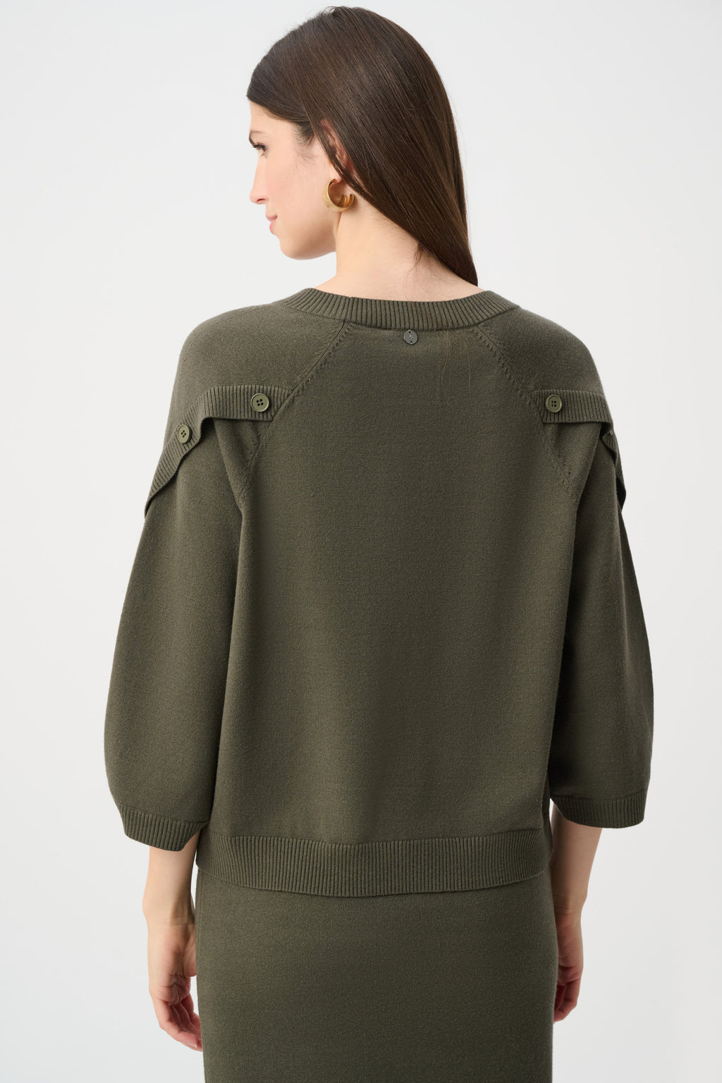 Brushed Viscose And Nylon Knit Tulip Sleeve Sweater 263935