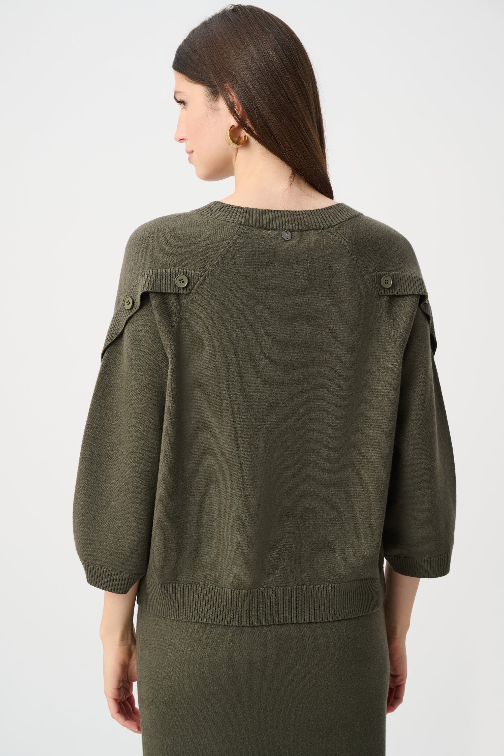 Brushed Viscose And Nylon Knit Tulip Sleeve Sweater 263935