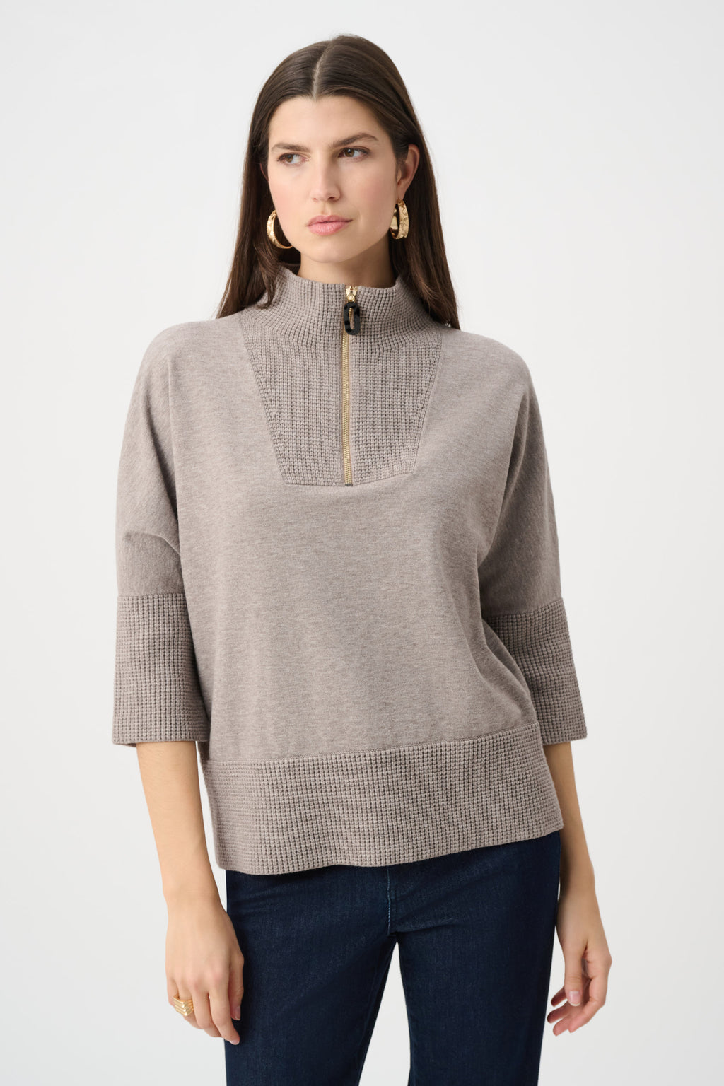 Brushed Viscose And Nylon Funnel-Neck Sweater 263937