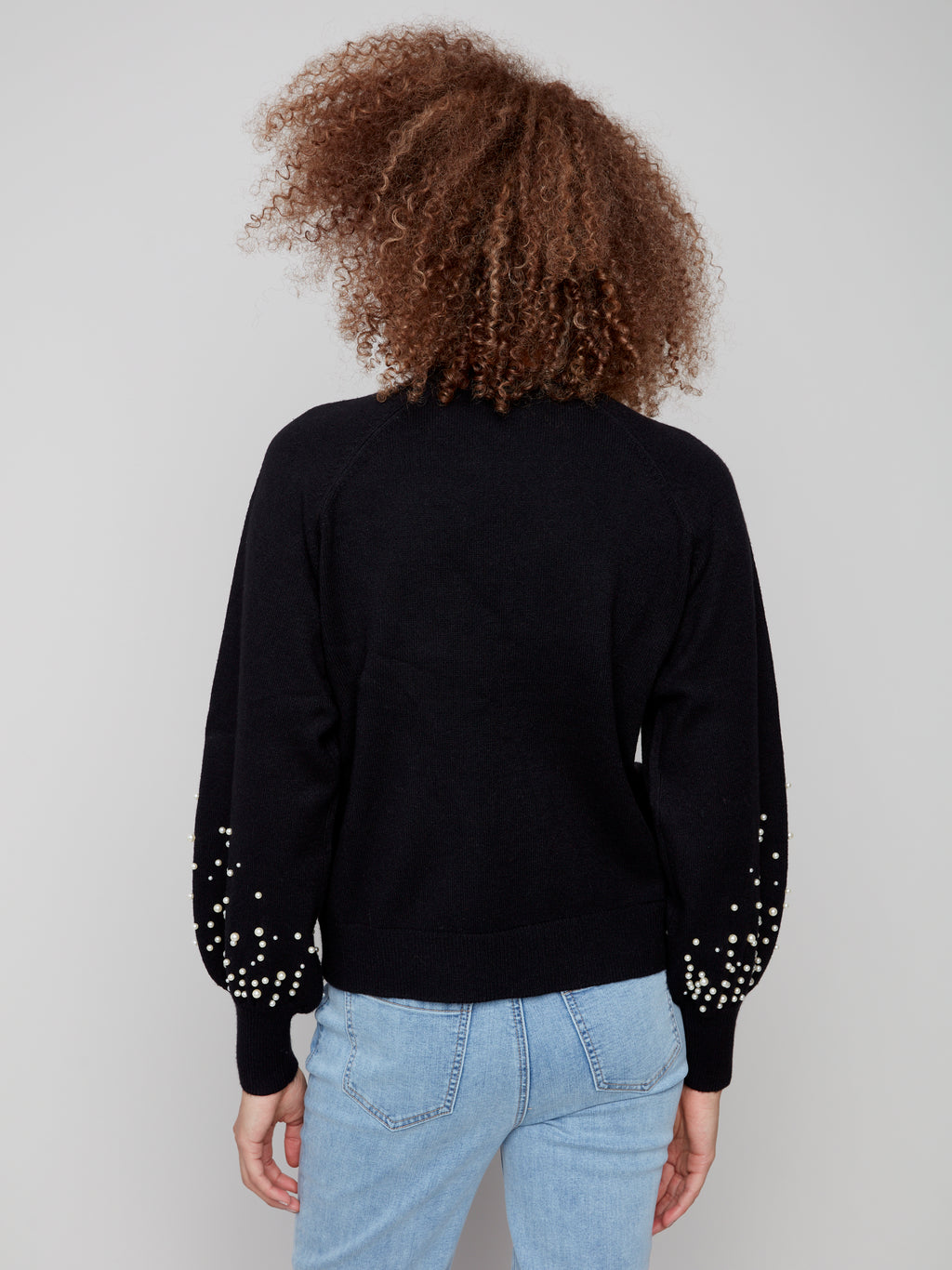 Crew Neck Sweater With Pearl Details