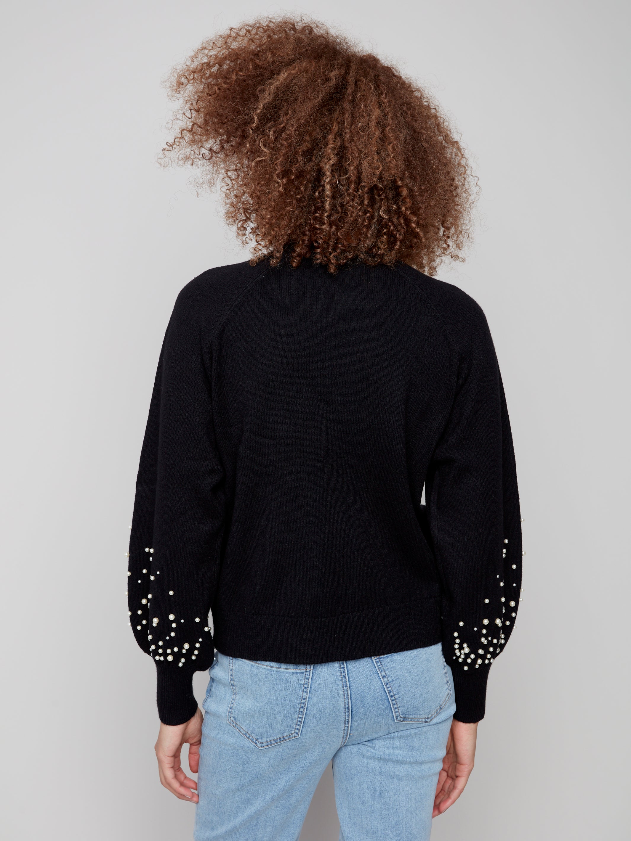Crew Neck Sweater With Pearl Details