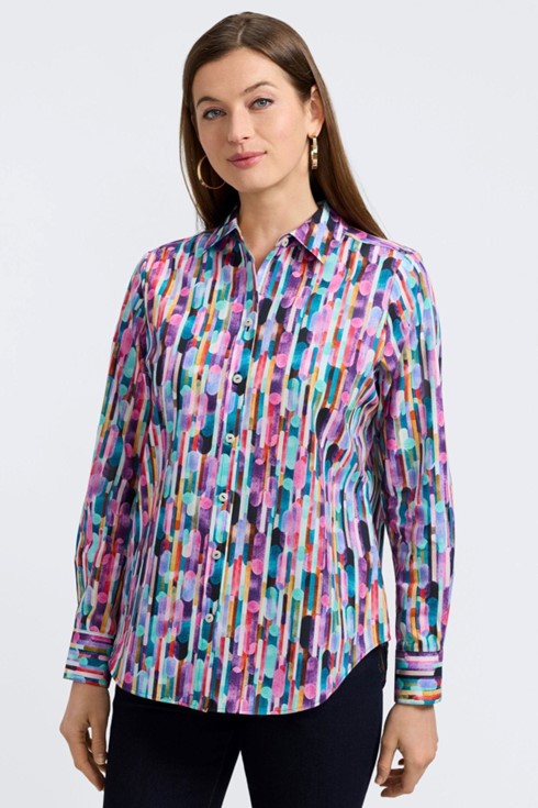 Long Sleeve Mixed Media Blouse