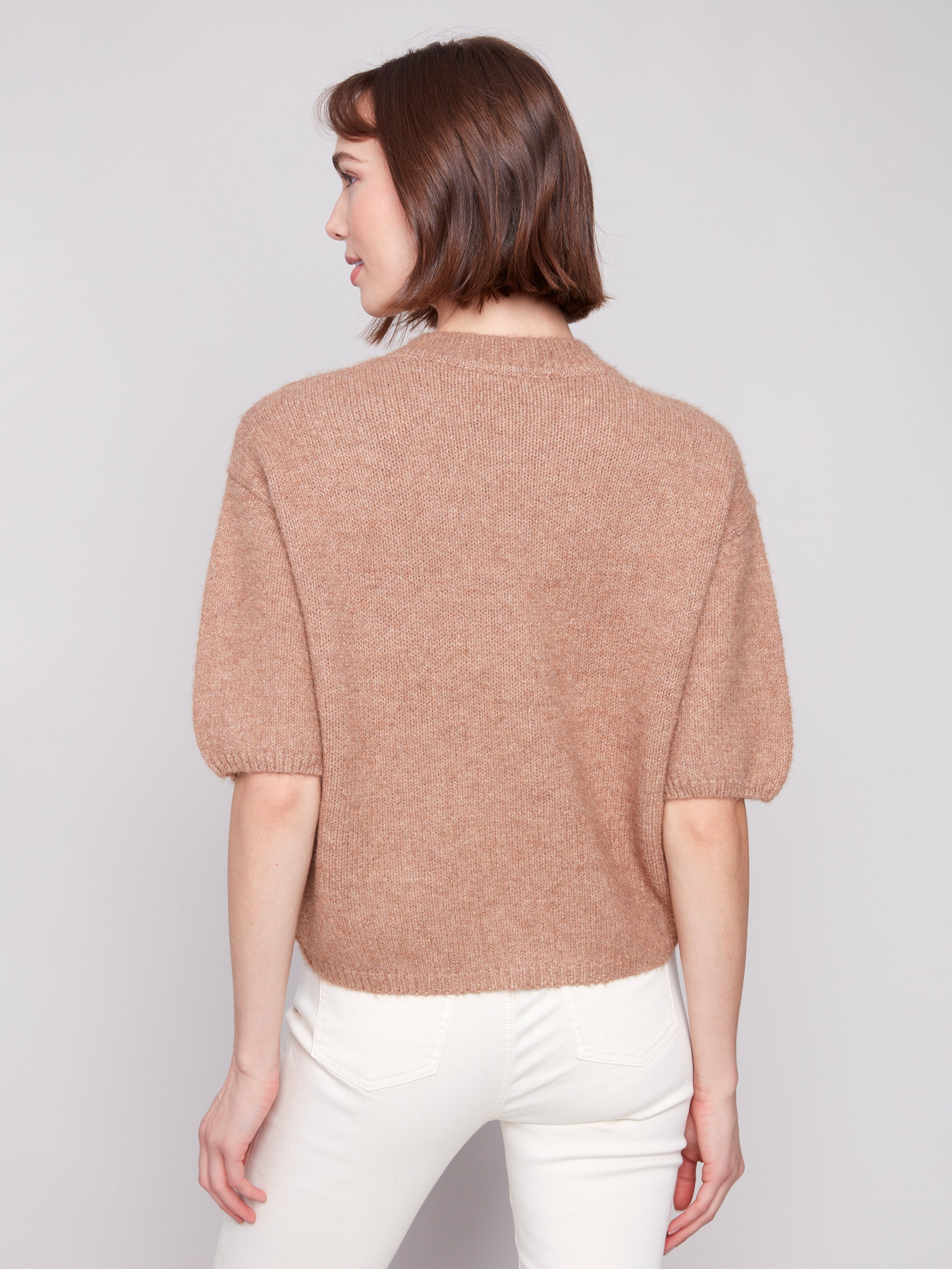 Balloon Elbow Sleeve Knit Sweater