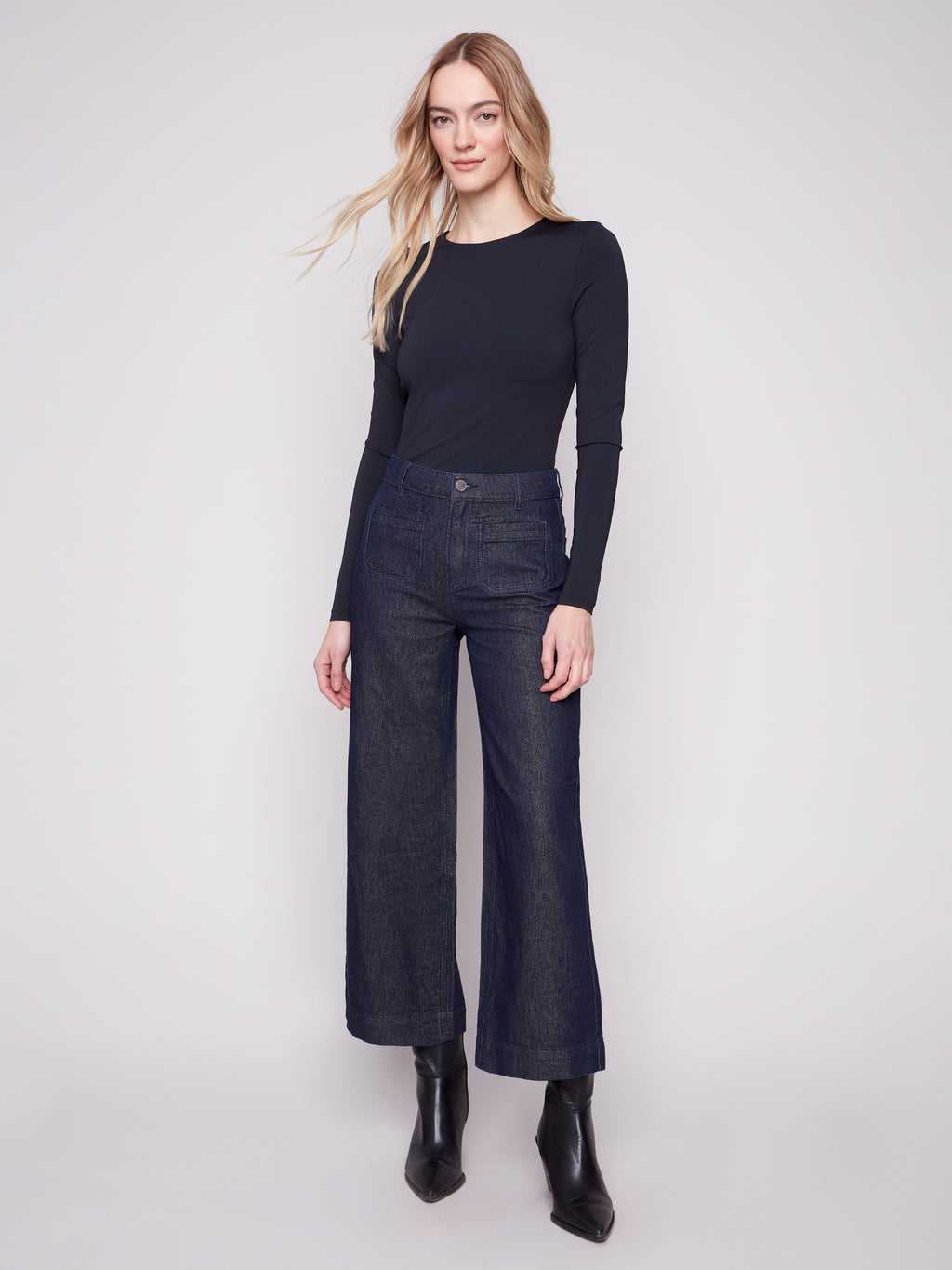 CharlieB Metallic Patch Pocket Flare Jeans