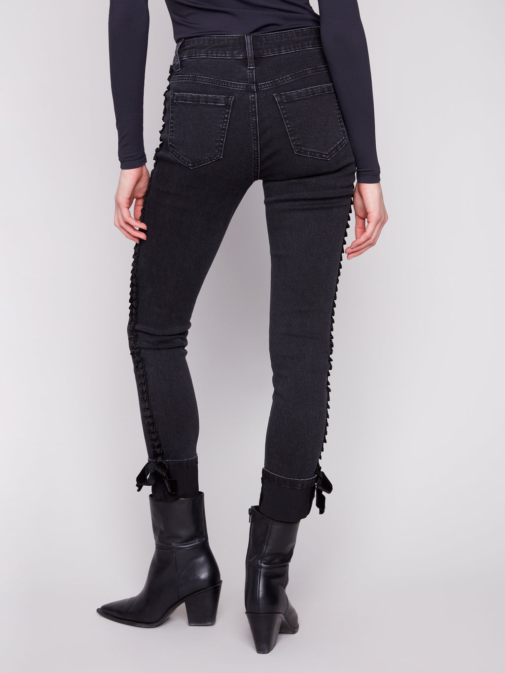 CharlieB Slim Leg Jeans With Velvet Bow