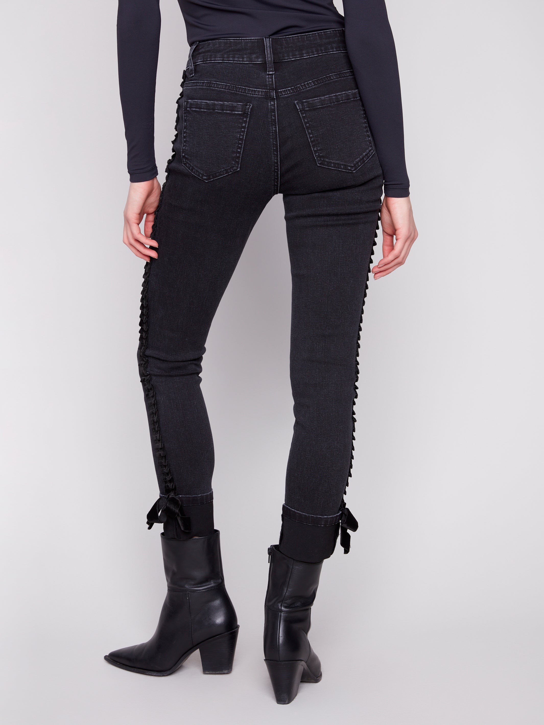 CharlieB Slim Leg Jeans With Velvet Bow