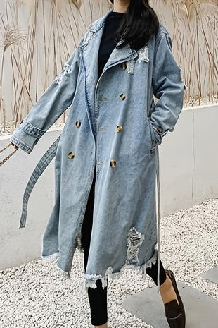 The GODDESS distressed denim trench