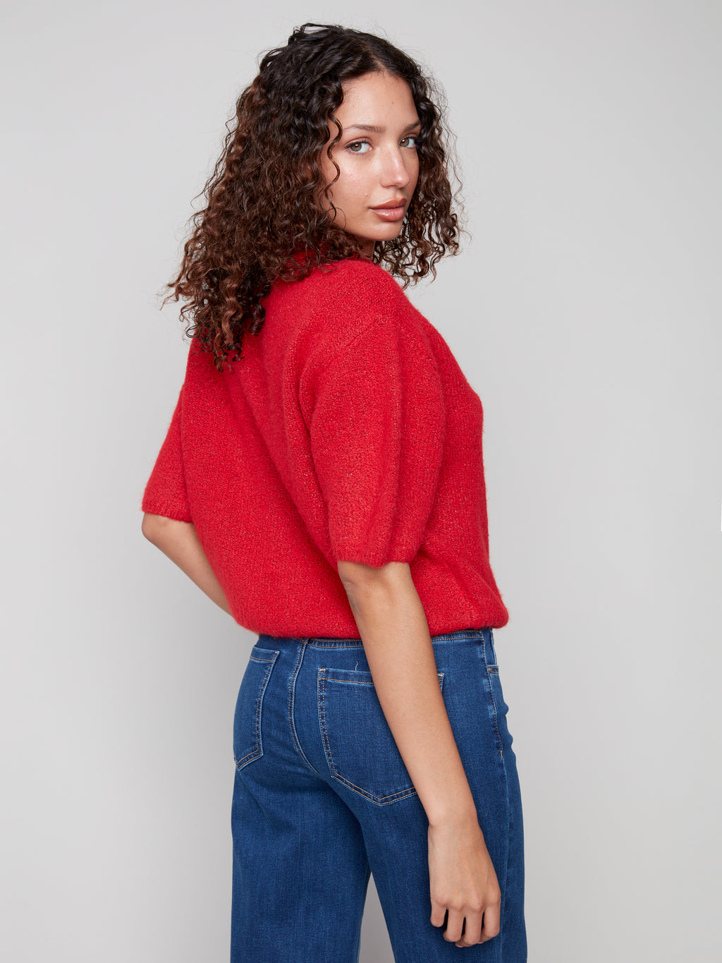 Balloon Elbow Sleeve Knit Sweater