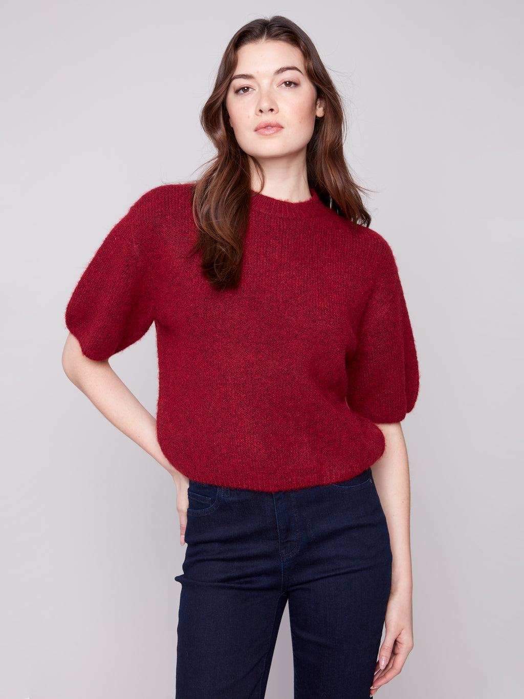 Charlie B Balloon Elbow Sleeve Knit Sweater