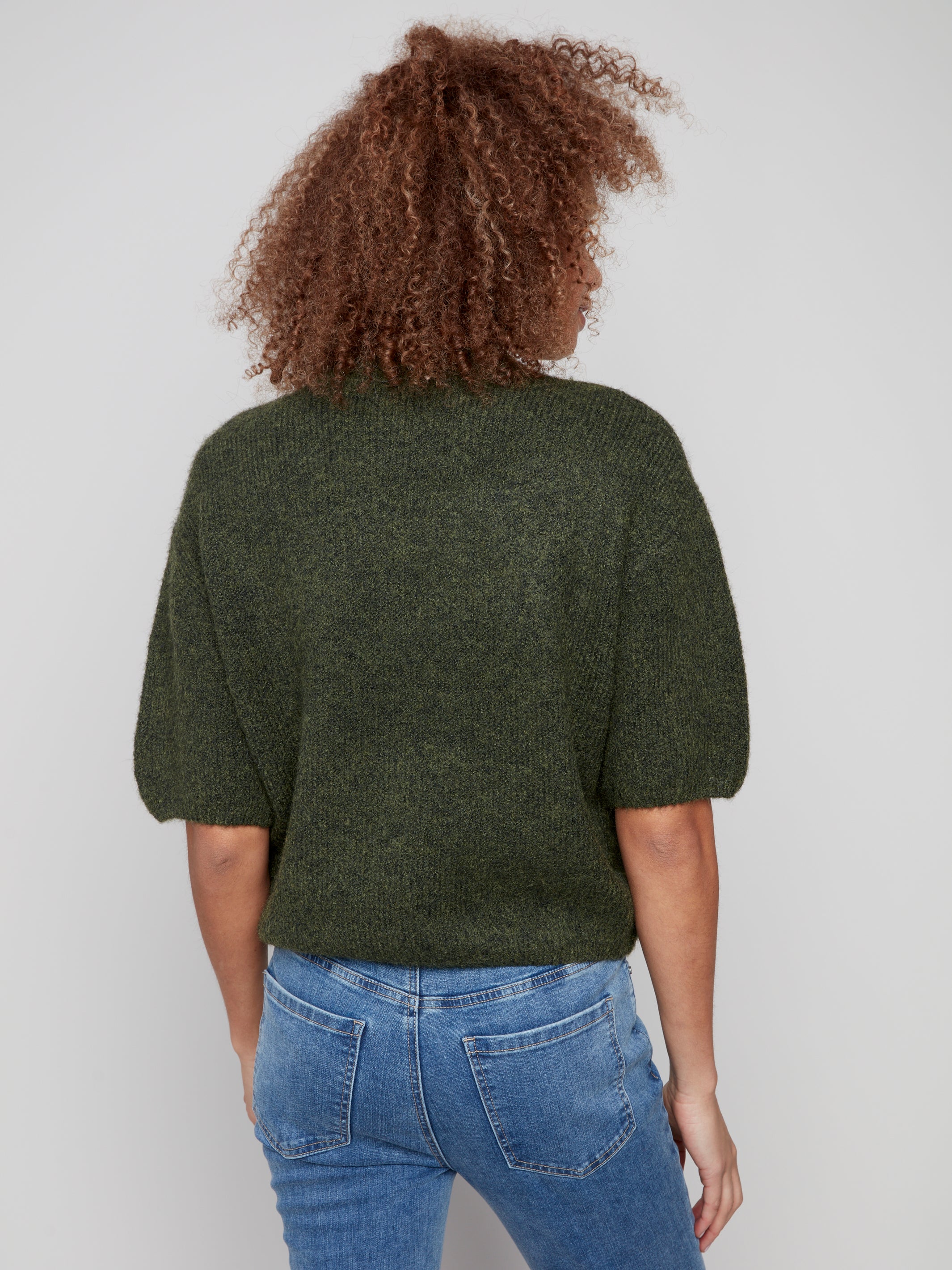 Balloon Elbow Sleeve Knit Sweater