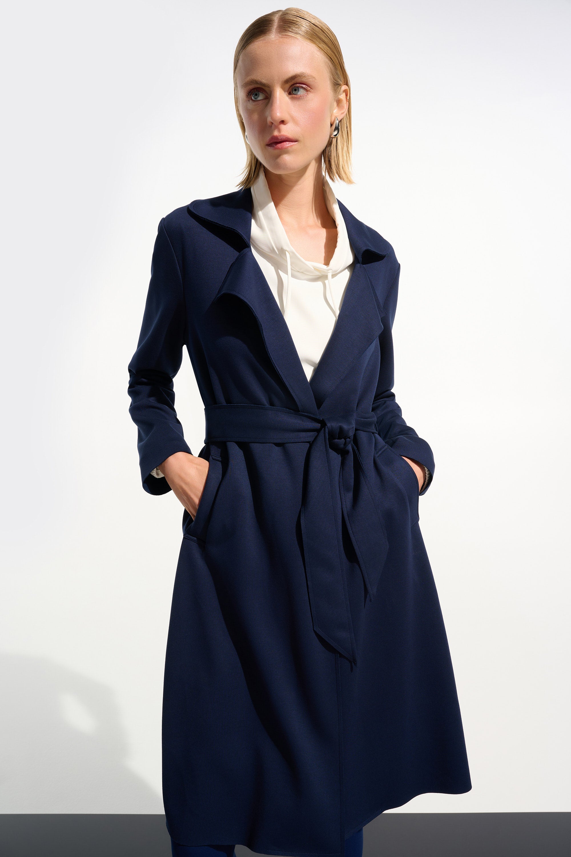 Joseph Ribkoff-Trench Coat with pockets-available at PEARLS Boutique in Port Dover, Ontario