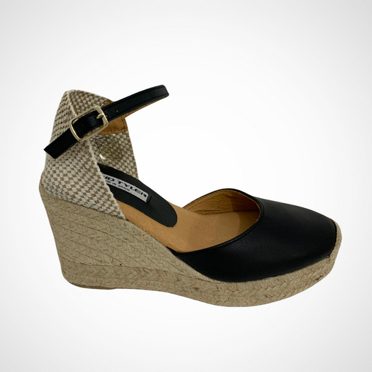 Pearls Boutique - Port Dover Ontario - David Tyler - Val Escote - Espadrille - Black The most stylish wedge for summer Perfect with jeans or a sundress Made with Love In Spain 1” front platform 3.5” back heel