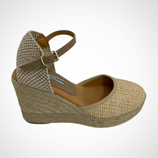 Pearls Boutique - Port Dover Ontario - David Tyler - Val Escote - Espadrille - Natural The most stylish wedge for summer Perfect with jeans or a sundress Made with Love In Spain 1” front platform 3.5” back heel