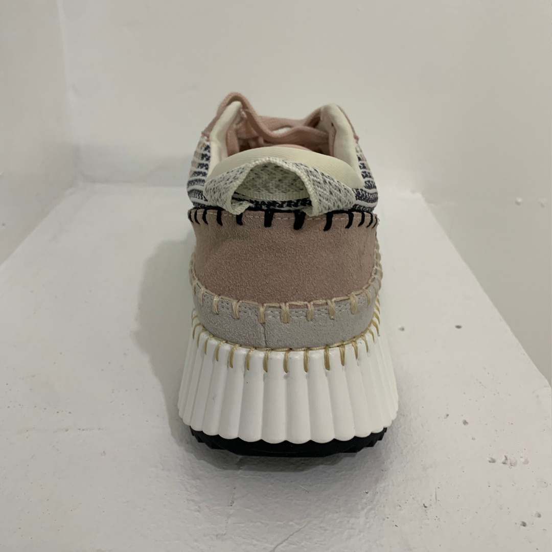 Pearls Boutique - Port Dover Ontario - Add a playful pop to your spring/summer style with the Sneak Away Runners - the perfect sneaker for those looking to up their fashion game! A gorgeous patchwork sneaker with a platform sole. Colouring: blush, taupe, ivory, black, grey