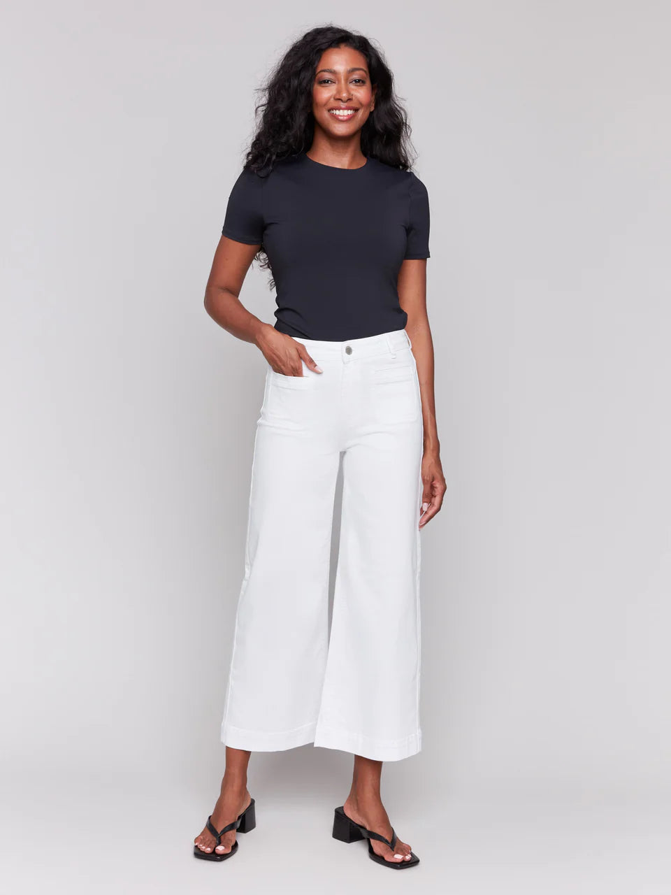 Pearls Boutique-Port Dover Ontario-Charlie B-patch-pocket-flare-twill-pants-blanc-white-c5538
Flare fit for a retro-inspired silhouette

Cropped length for a fresh, modern look

Front patch pockets for added style and functionality

Stretch denim fabric for a comfortable, flexible fit

Regular rise waist for a flattering, classic fit

Available in white and medium denim blue for versatile styling