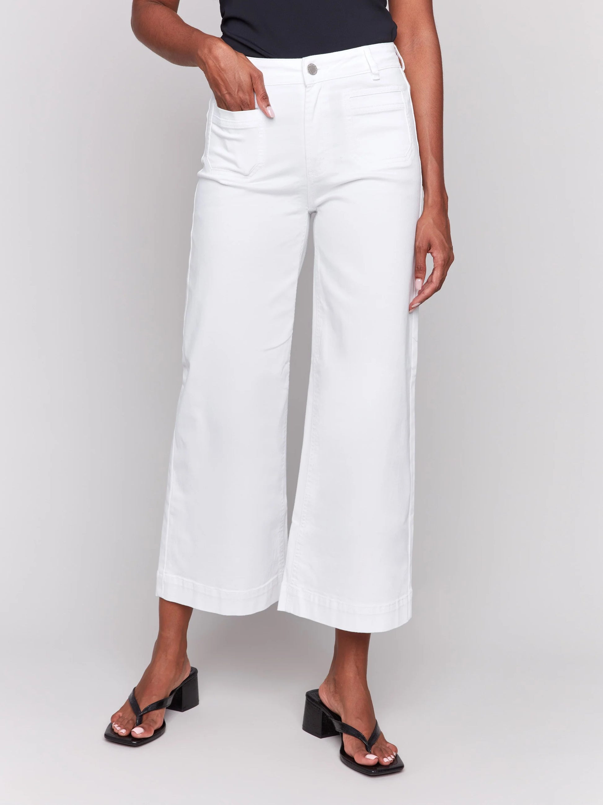 Pearls Boutique-Port Dover Ontario-Charlie B-patch-pocket-flare-twill-pants-blanc-white-c5538
Flare fit for a retro-inspired silhouette

Cropped length for a fresh, modern look

Front patch pockets for added style and functionality

Stretch denim fabric for a comfortable, flexible fit

Regular rise waist for a flattering, classic fit

Available in white and medium denim blue for versatile styling