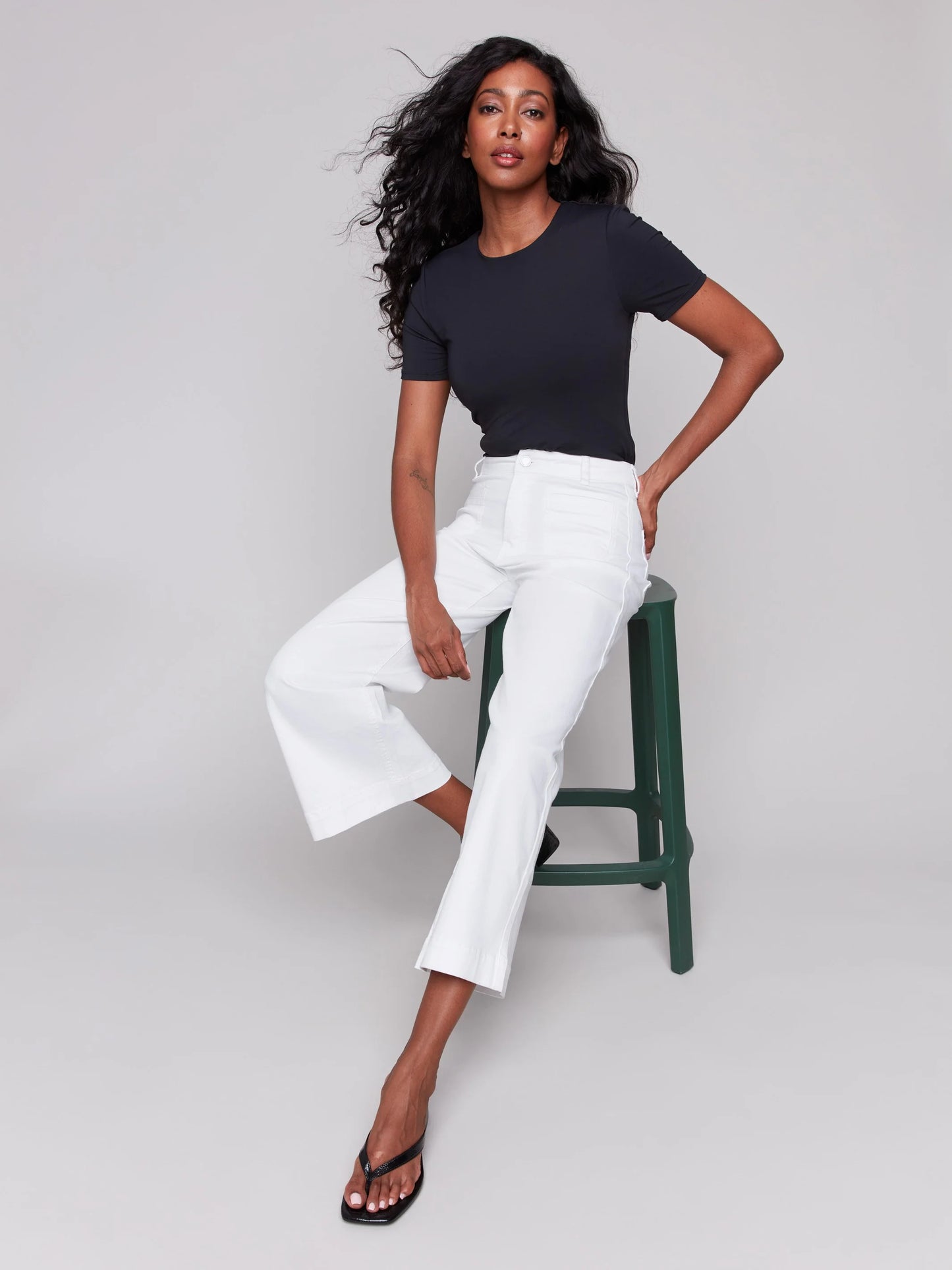 Pearls Boutique-Port Dover Ontario-Charlie B-patch-pocket-flare-twill-pants-blanc-white-c5538
Flare fit for a retro-inspired silhouette

Cropped length for a fresh, modern look

Front patch pockets for added style and functionality

Stretch denim fabric for a comfortable, flexible fit

Regular rise waist for a flattering, classic fit

Available in white and medium denim blue for versatile styling