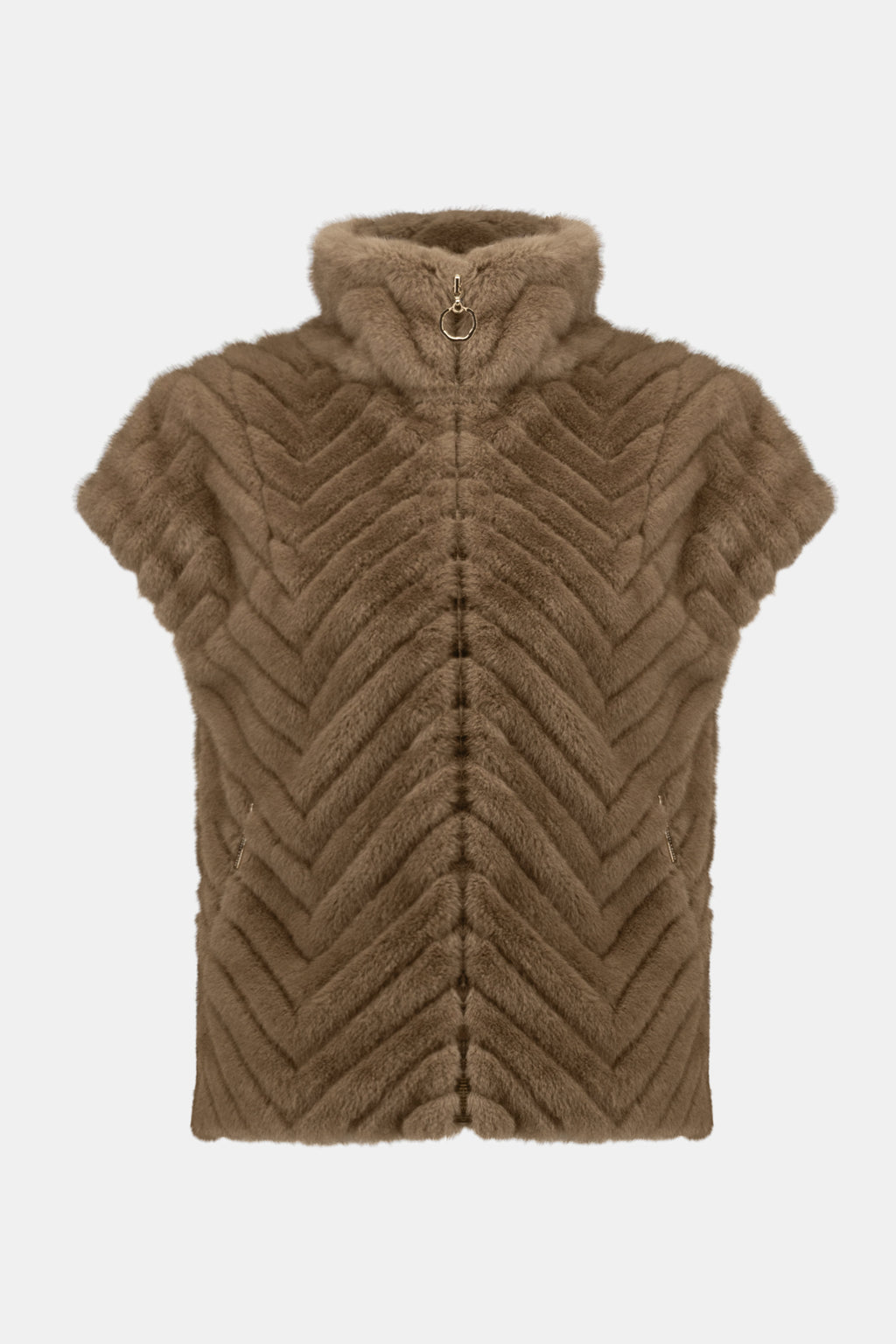 Pearls Boutique-Port Dover Ontario-Joseph Ribkoff |Chevron Faux Fur Mock Neck Vest- colour Mink

Stand out in style with this chic faux fur vest, featuring a striking chevron print for a bold yet sophisticated touch. Designed with a sleek zip-front closure, short capped sleeves, and a refined mock neck, it’s a statement piece that's sure to enhance any outfit.

100% Polyester
Faux fur
Chevron print
Mock collar
Short cap sleeves
Zip front closure
Zip pockets
Lined 