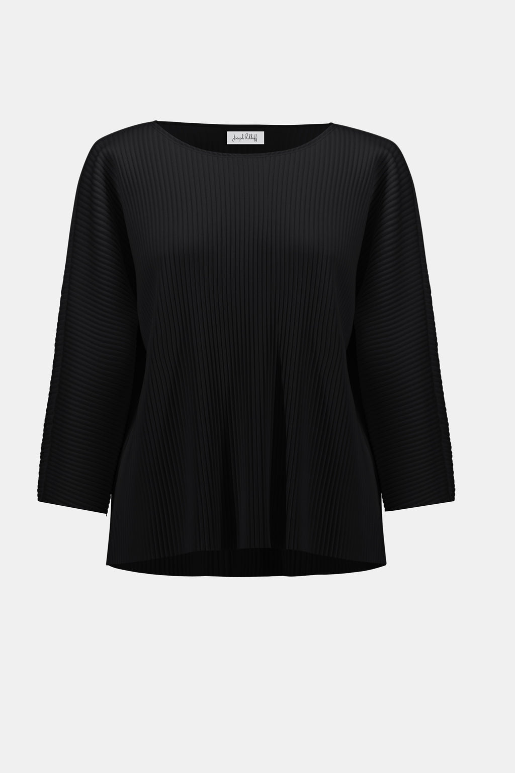 Pearls Boutique-Port Dover Ontario-Joseph Ribkoff | Pleated Scuba Crepe Boxy Top-Colour Black
– Lightweight scuba crepe with subtle structure
– Delicate pleating for added movement and dimension
– Flattering scoop neckline with soft drape
– Three-quarter dolman sleeves for a contemporary finish
– Relaxed, boxy silhouette for all-day comfort
