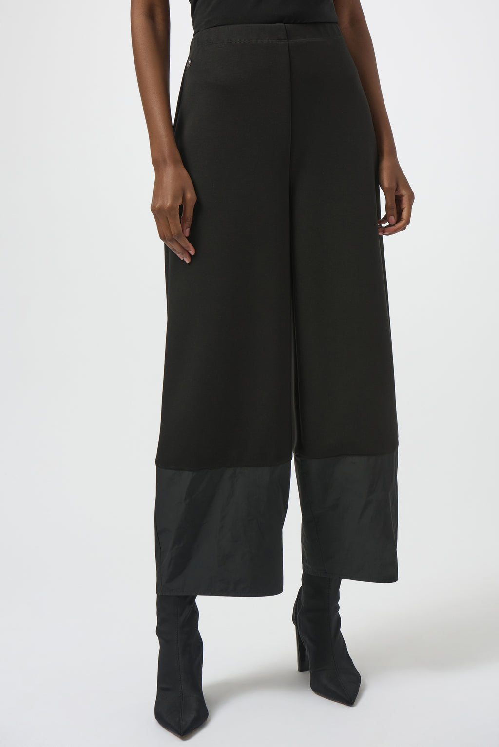 Pearls Boutique-Port Dover Ontario-Joseph Ribkoff | Scuba Jersey and Memory | Balloon Pants-254012-colour Black.Joseph Ribkoff scuba jersey and memory balloon pants with elastic waistband, voluminous leg, and tapered hem in a sleek, structured silhouette