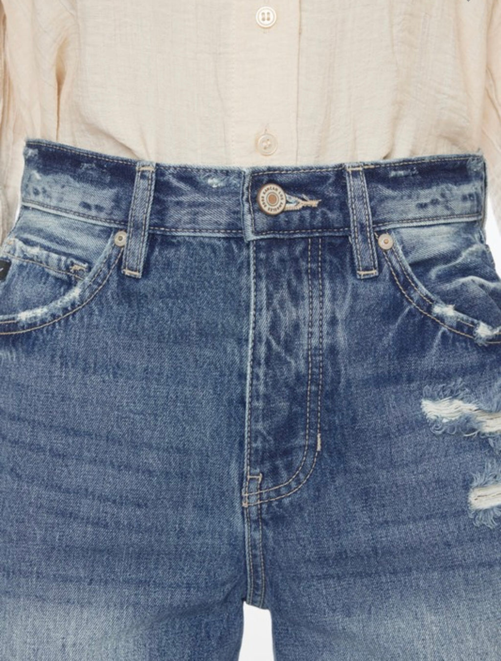 Pearls Boutique-Port Dover Ontario-Ultra high-rise 90s wide leg flare jeans

Medium wash Rigid, distressed, Hidden button fly

Regular hem

11 1/2 inch rise

34 inch inseam

100% cotton

11.4 OZ
5 pocket styling 
