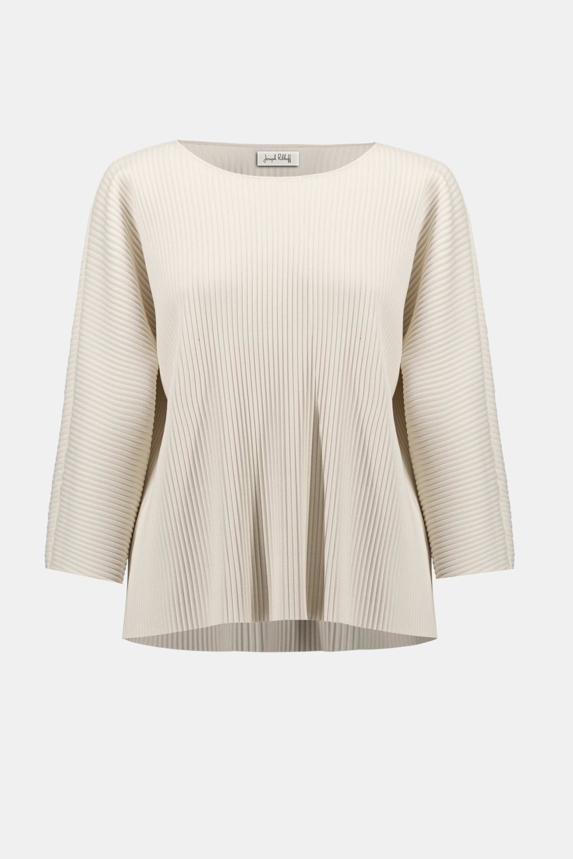 Pearls Boutique-Port Dover Ontario-Joseph Ribkoff | Pleated Scuba Crepe Boxy Top-Colour Birch
– Lightweight scuba crepe with subtle structure
– Delicate pleating for added movement and dimension
– Flattering scoop neckline with soft drape
– Three-quarter dolman sleeves for a contemporary finish
– Relaxed, boxy silhouette for all-day comfort