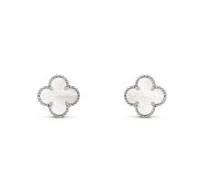 Pearls Boutique- Port Dover Ontario- "Van Cleef"white/silver earing studs. Hypoallergenic. silver plated 