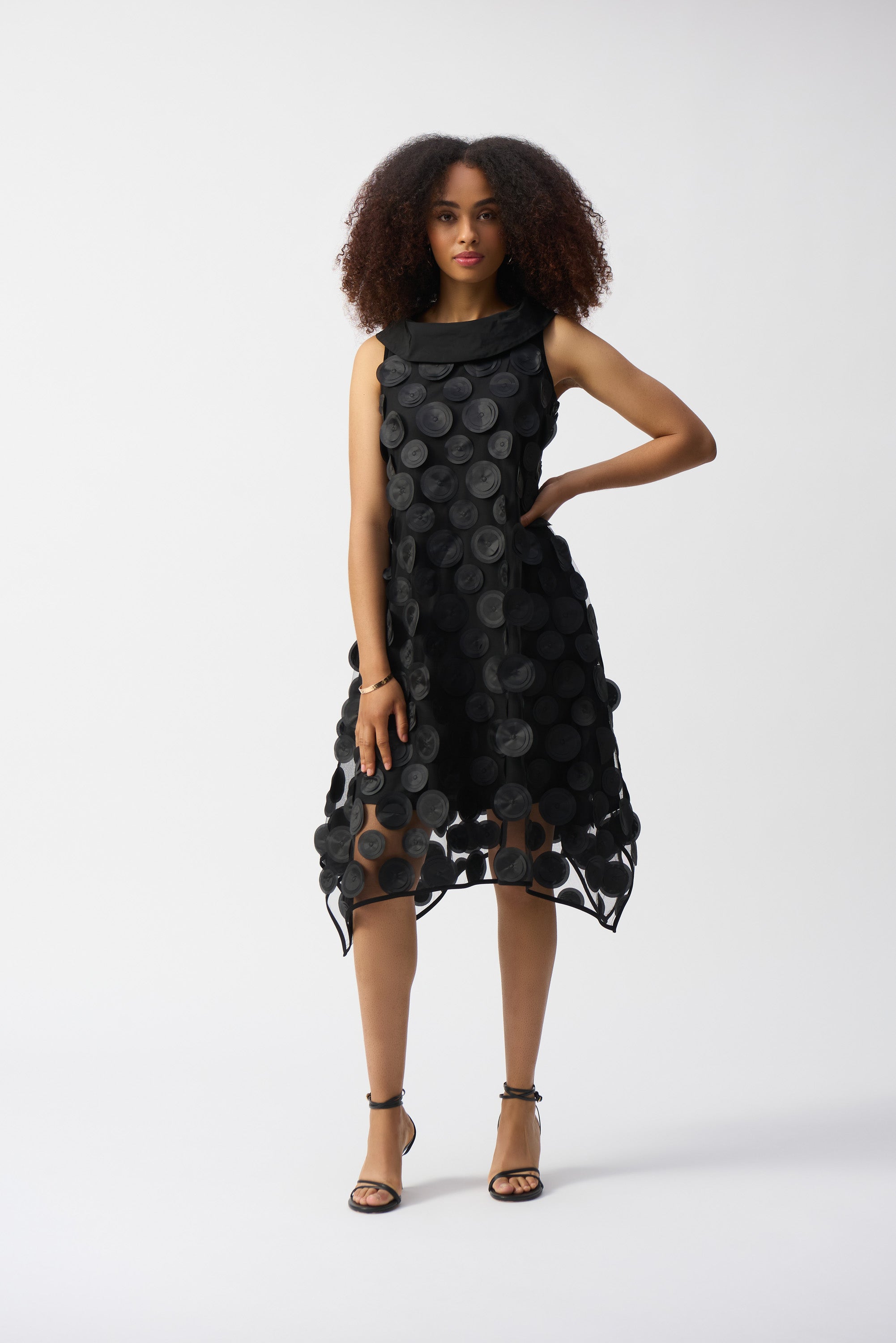 Pearls Boutique|Port Dover Ontario|Joseph Ribkoff|3D Dot Sleeveless Trapeze Dress| 251262
• Sculpted cowl collar
• Sleeveless design
• Handkerchief hem
• Textural 3D novelty fabric
• Fully lined

• 100% Polyester
• Lightweight with soft structure
• Airy trapeze silhouette
• Falls below the knee