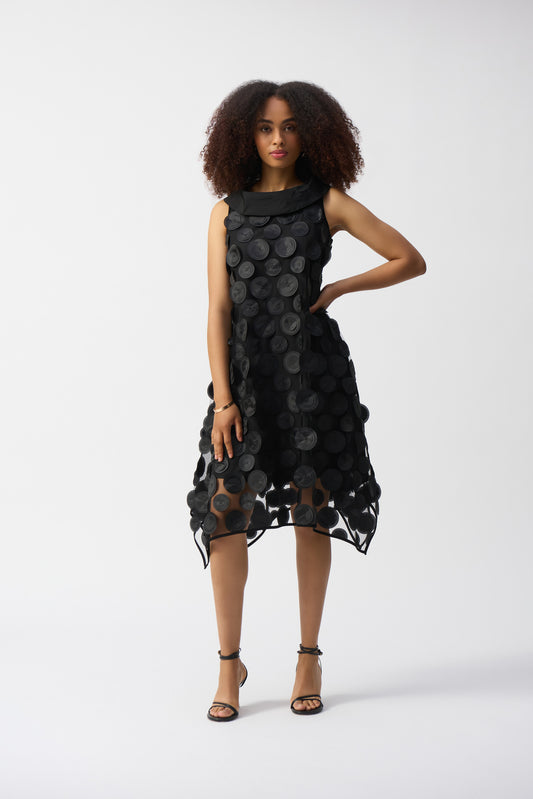 Pearls Boutique|Port Dover Ontario|Joseph Ribkoff|3D Dot Sleeveless Trapeze Dress| 251262
• Sculpted cowl collar
• Sleeveless design
• Handkerchief hem
• Textural 3D novelty fabric
• Fully lined

• 100% Polyester
• Lightweight with soft structure
• Airy trapeze silhouette
• Falls below the knee
